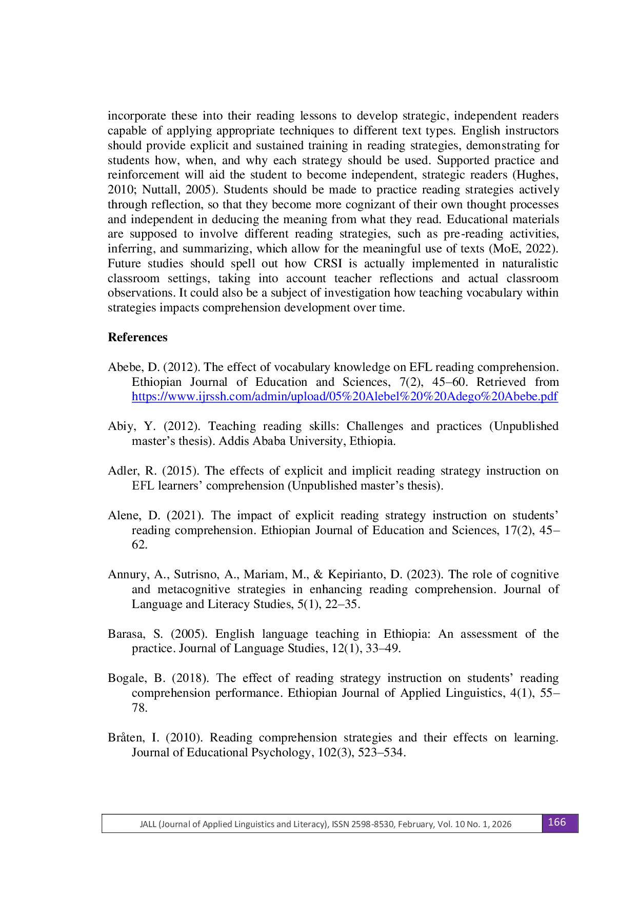 JURIS The Effects of Cognitive Reading Strategies on Freshman Students Reading Comprehension Performance