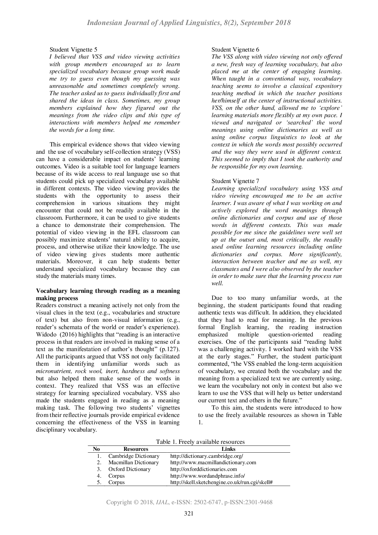JURIS Video viewing as a mediation of learning content based vocabulary Assisting students in understanding disciplinary vocabulary in context