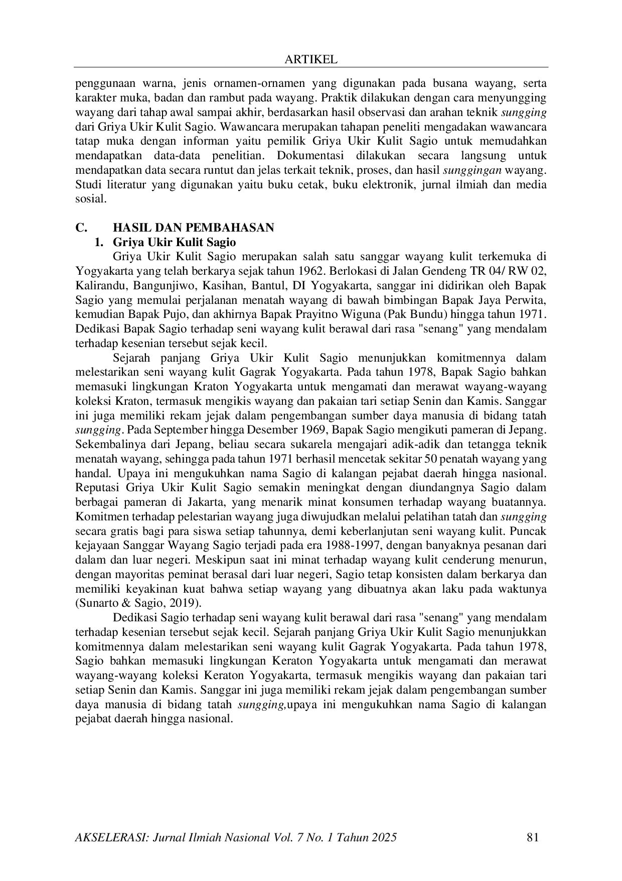 JURIS Teknik Sungging Tradisional Wayang Kulit Kethek Rucah Kapi Menda Studi Kasus Di Griya Ukir Kulit Sagio