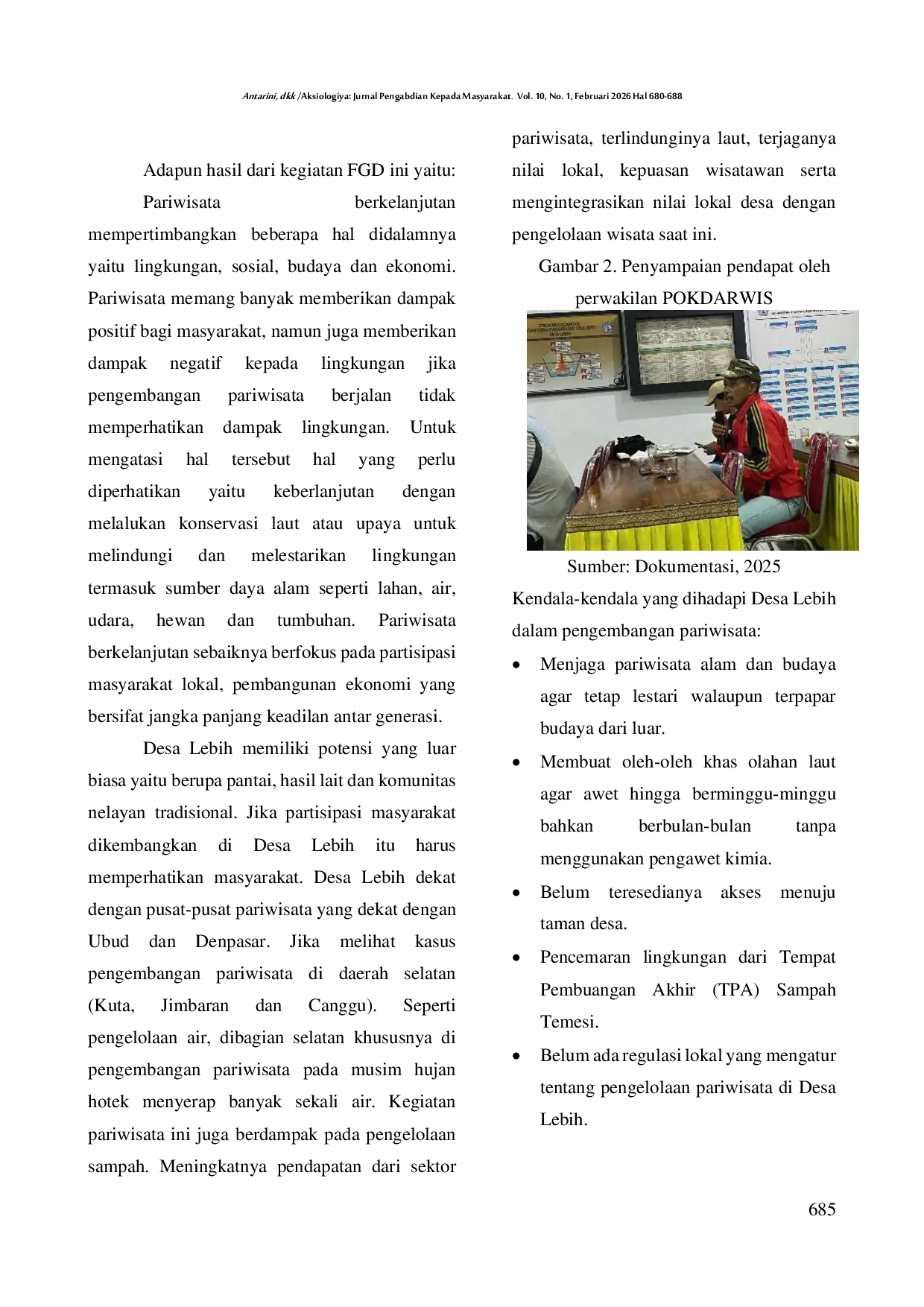 JURIS Tata Kelola Desa Wisata Berkelanjutan melalui Pendampingan di Desa Lebih Kecamatan Gianyar Kabupaten Gianyar