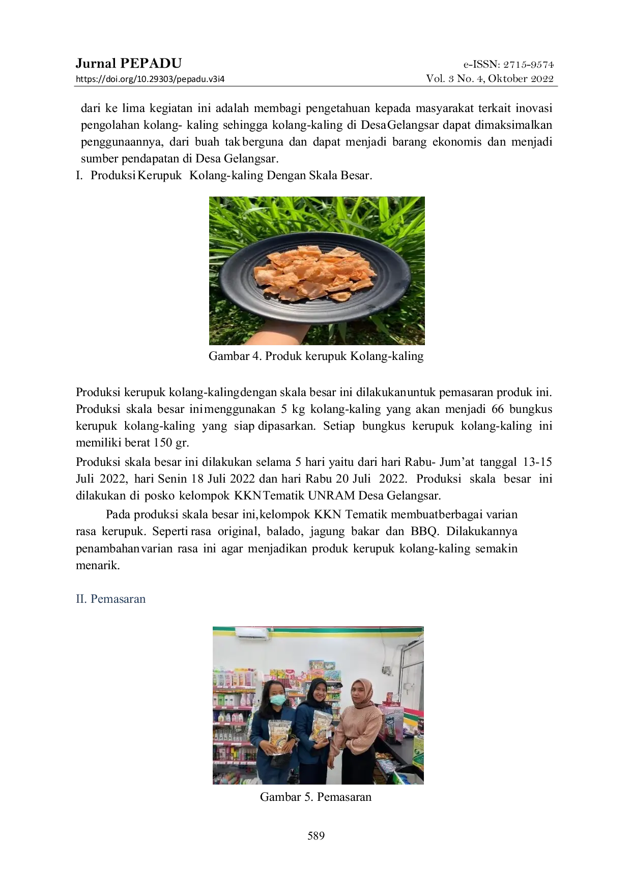 JURIS Inovasi Pemanfaatan Kolang Kaling Desa Gelangsar Menjadi Kerupuk Bernilai Jual Tinggi