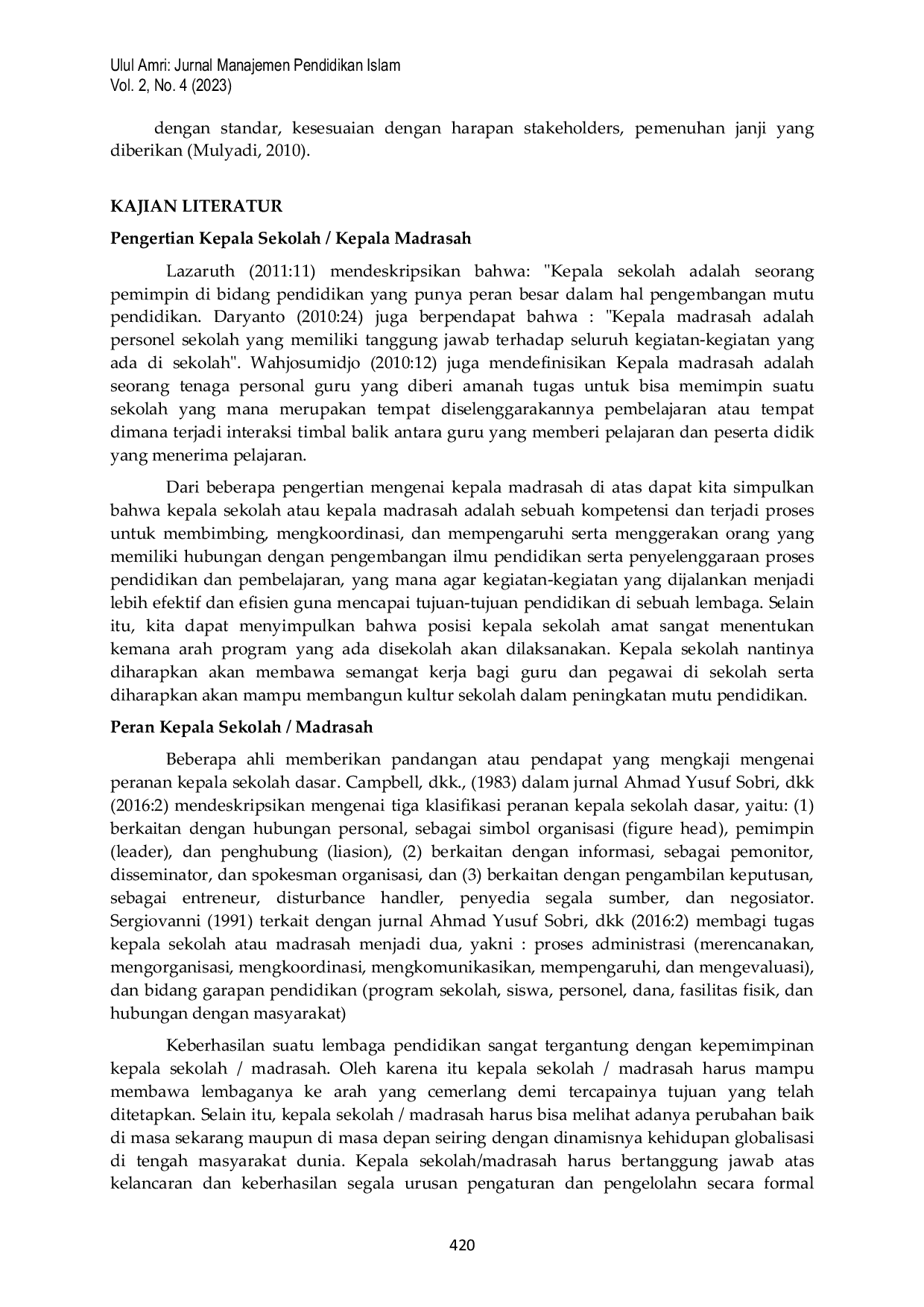 JURIS Peran Kepala Madrasah dalam Meningkatkan Mutu Pendidikan