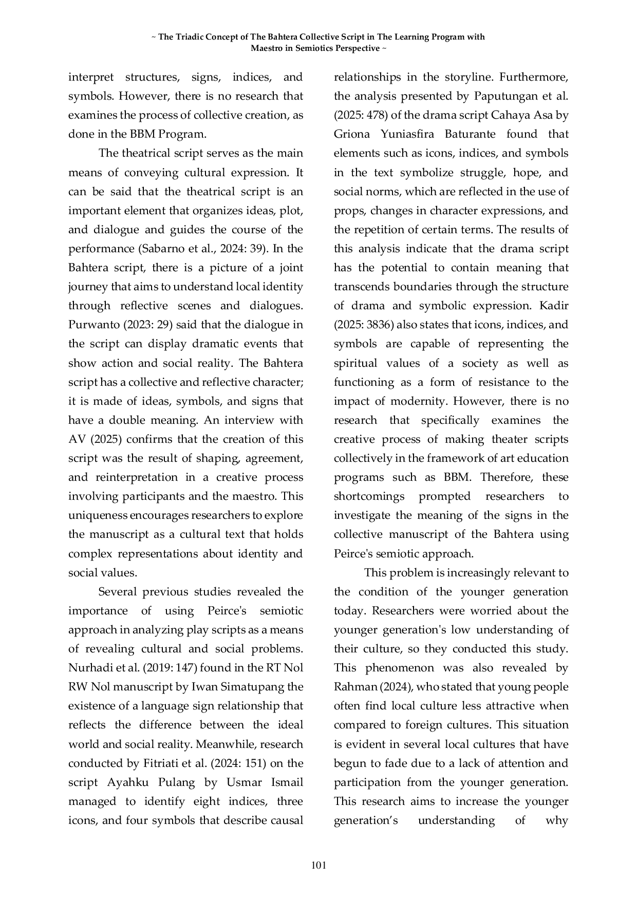 JURIS The Triadic Concept of The Bahtera Collective Script in The Learning Program with Maestro in Semiotics Perspective