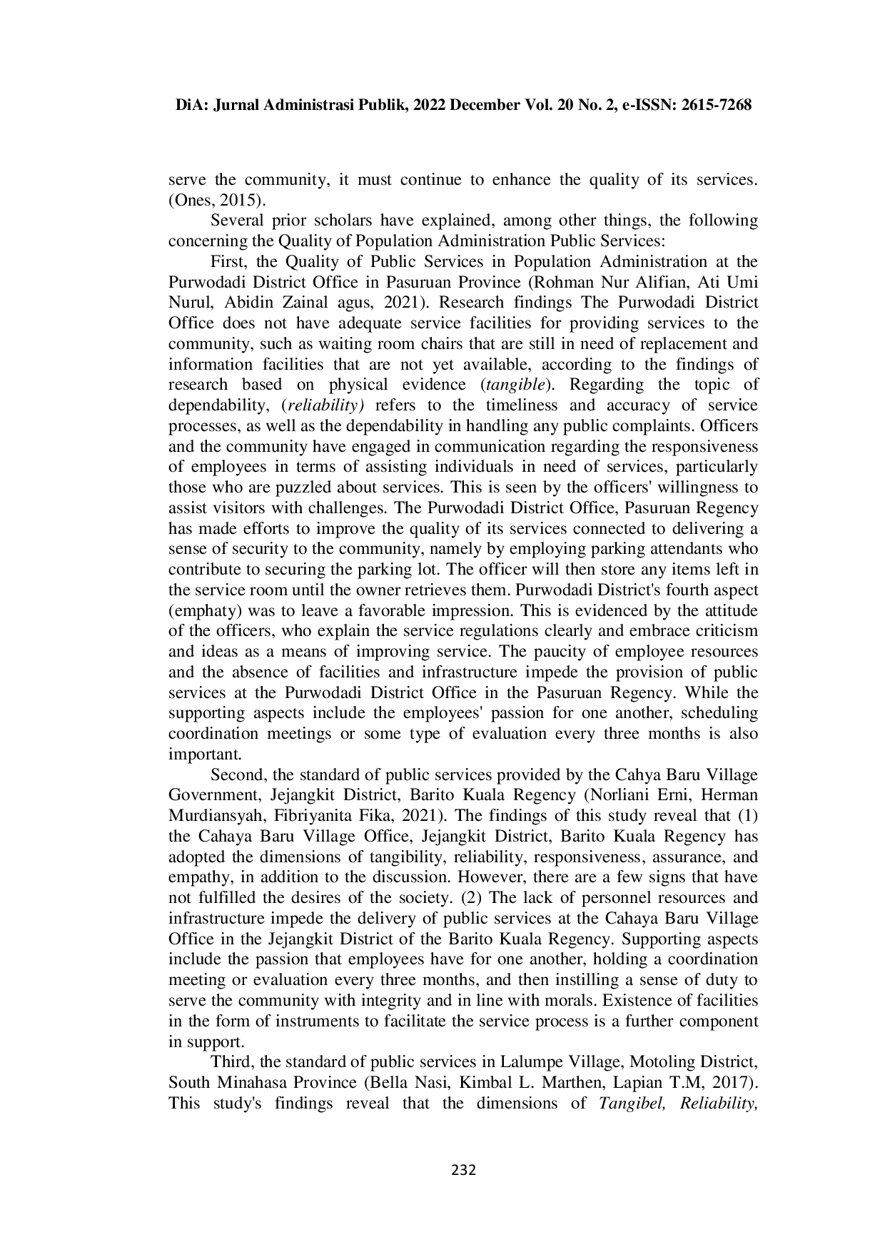 JURIS The Quality Of Population Administration Services In The Tanggulangin District Of The Sidoarjo Province