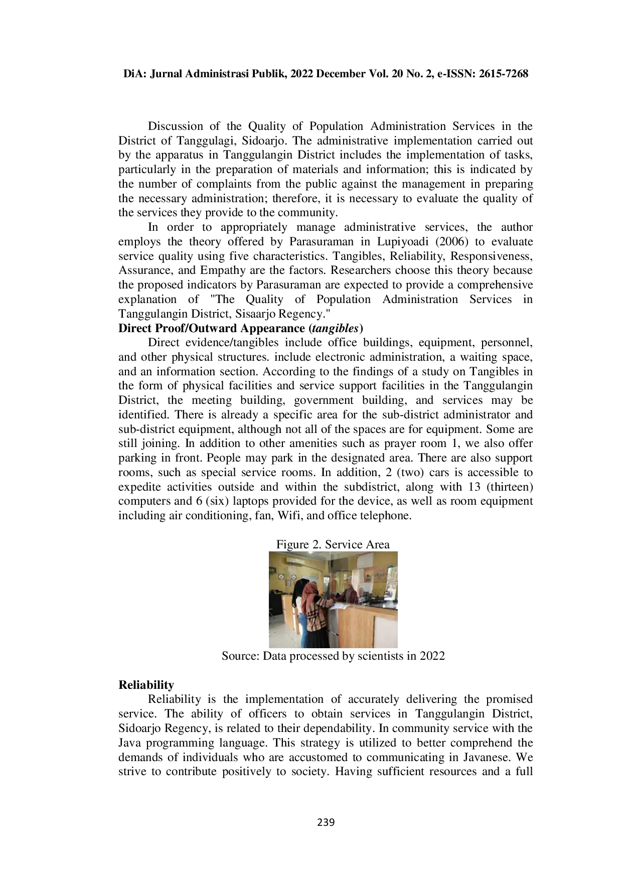 JURIS The Quality Of Population Administration Services In The Tanggulangin District Of The Sidoarjo Province