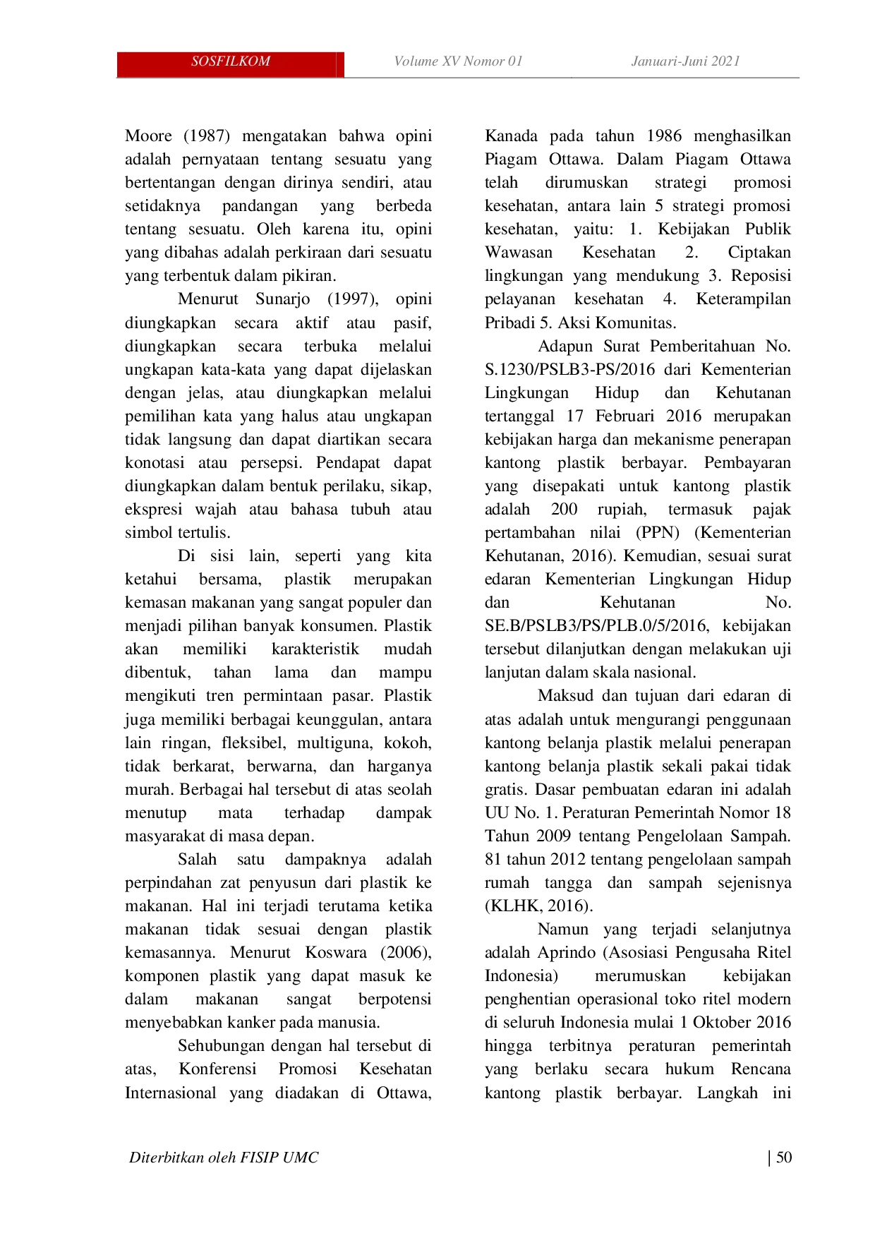 JURIS Persepsi Konsumen Terhadap Kebijakan Kantong Plastik Berbayar