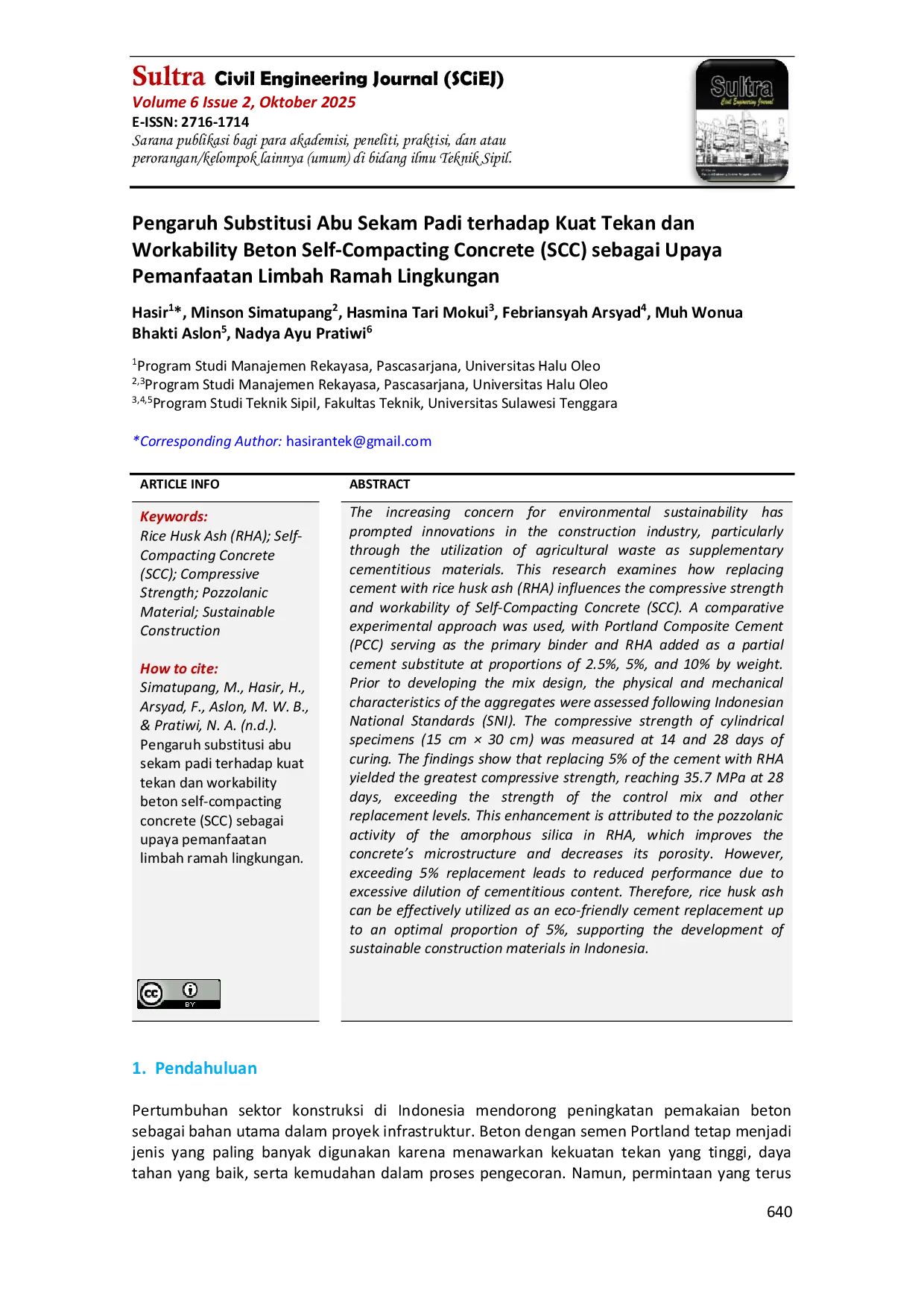 JURIS Pengaruh Substitusi Abu Sekam Padi terhadap Kuat Tekan dan Workability Beton Self Compacting Concrete SCC sebagai Upaya Pemanfaatan Limbah Ramah Lingkungan