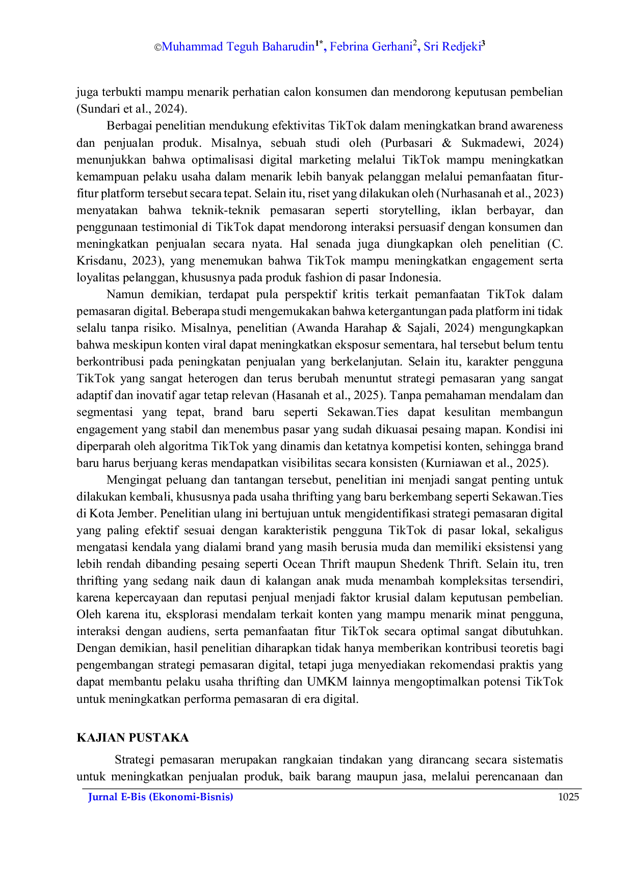 JURIS Strategi Pemasaran Melalui Sosial Media TikTok Dalam Penjualan Di Sekawan Ties