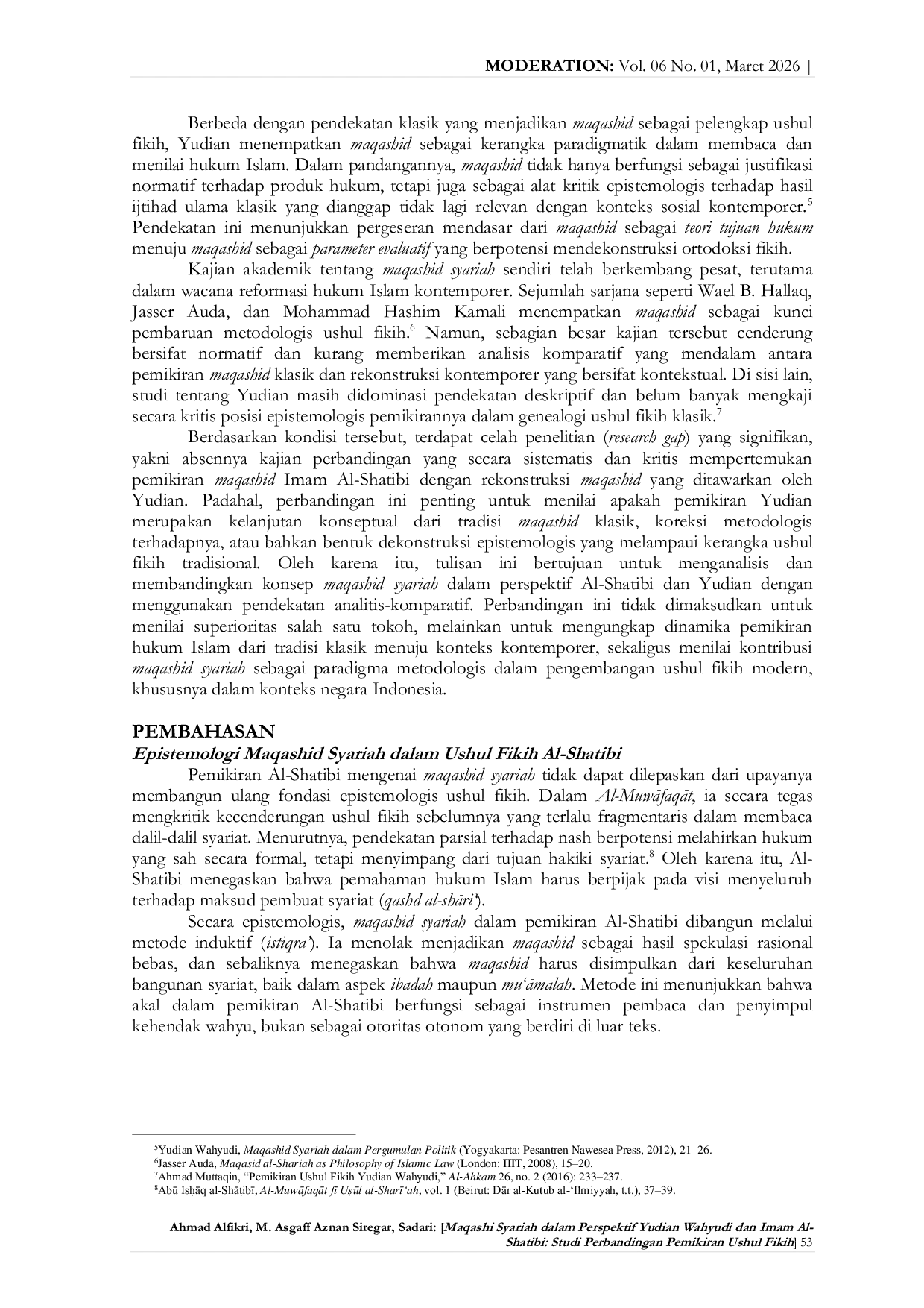 JURIS MAQASHID SYARIAH DALAM PERSPEKTIF YUDIAN WAHYUDI DAN IMAM AL SHATIBI Studi Perbandingan Pemikiran Ushul Fikih