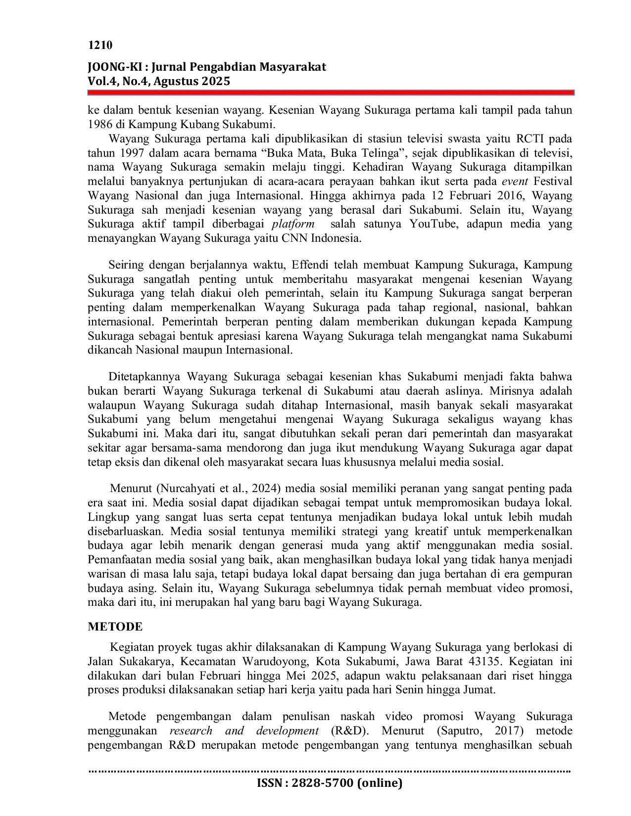 JURIS Proses Penulisan Naskah dalam Pembuatan Video Promosi Wayang Sukuraga