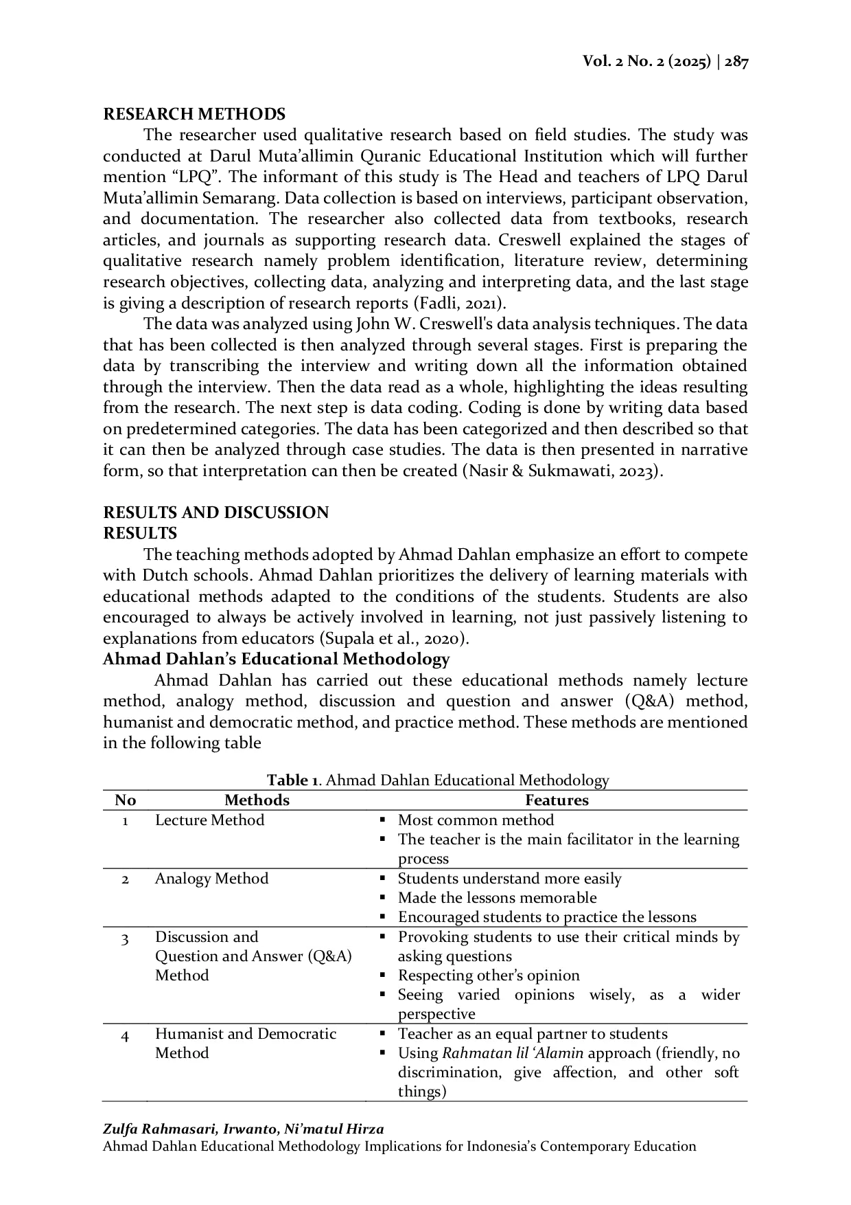 JURIS Metodologi Pendidikan Ahmad Dahlan Implikasi Bagi Pendidikan Kontemporer Indonesia