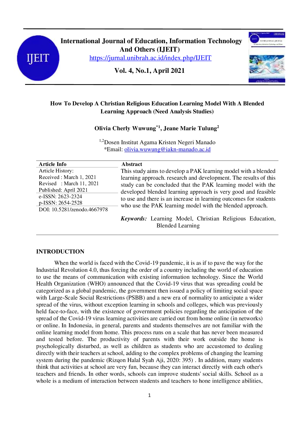 JURIS How to Develop a Christian Religious Education Learning Model with a Blended Learning Approach Need Analysis Studies