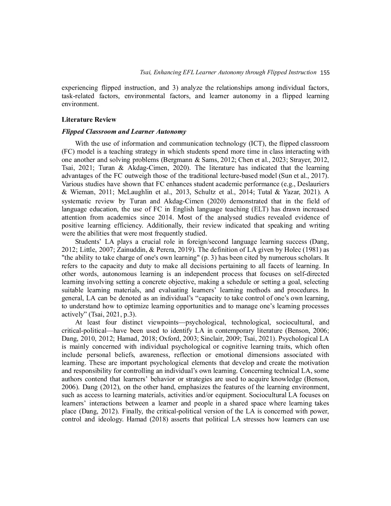 JURIS Enhancing EFL Learner Autonomy Through Flipped Instruction Effects on Psychological Technical Social and Critical Political Dimensions