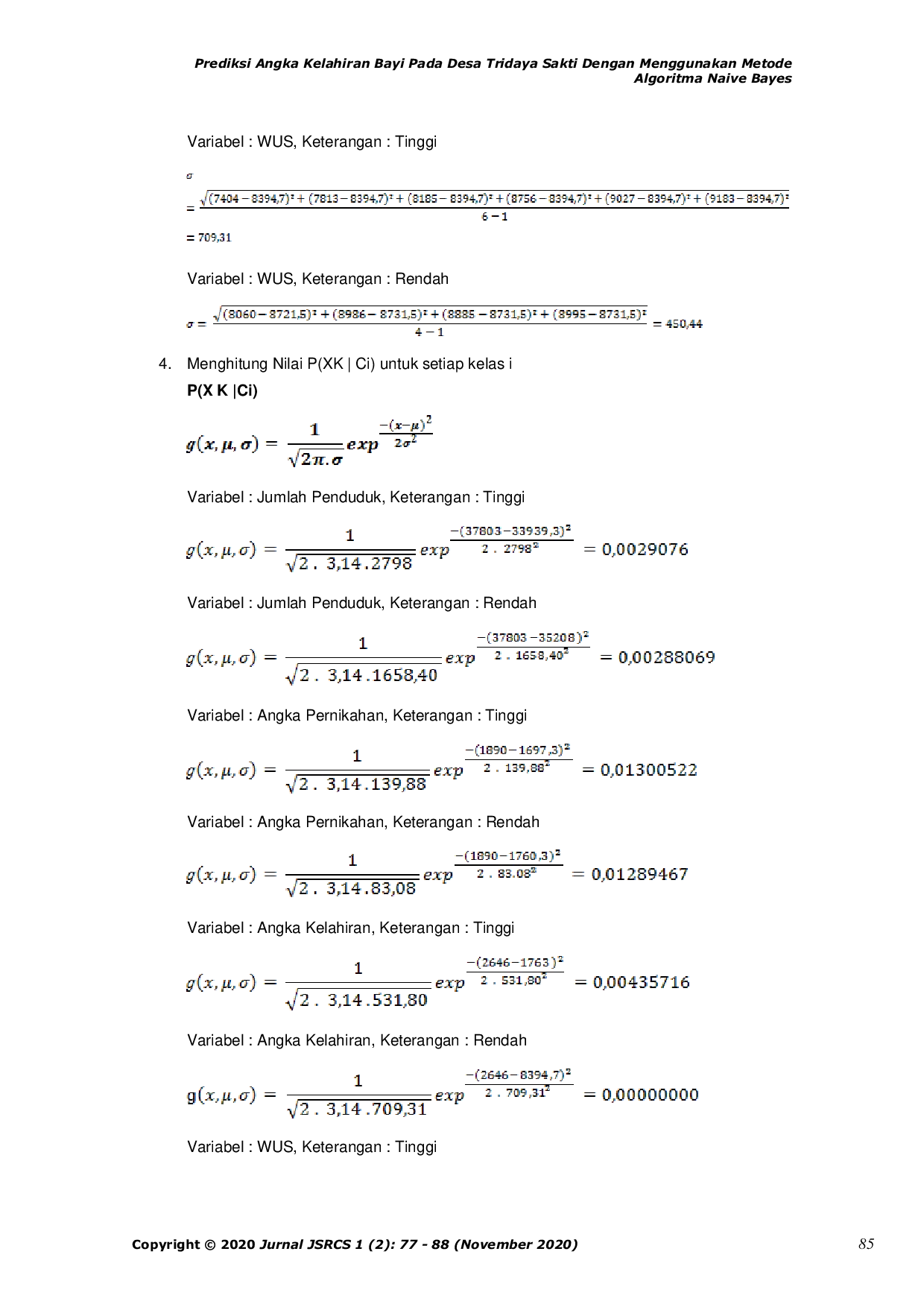 JURIS Prediksi Angka Kelahiran Bayi Pada Desa Tridaya Sakti Dengan Menggunakan Algoritma Naive Bayes
