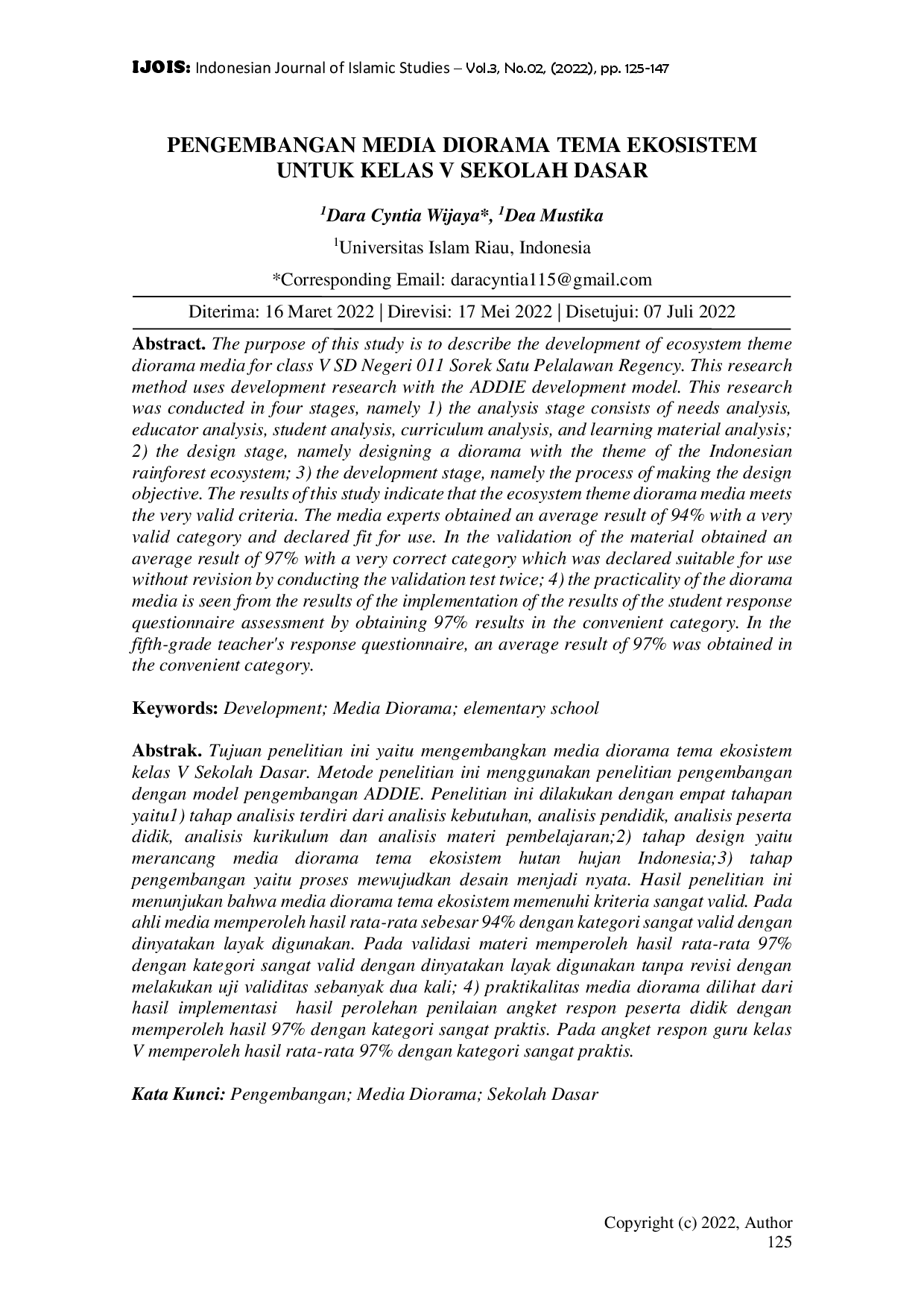 juris Pengembangan Media Diorama Tema Ekosistem Untuk Kelas V Sekolah Dasar