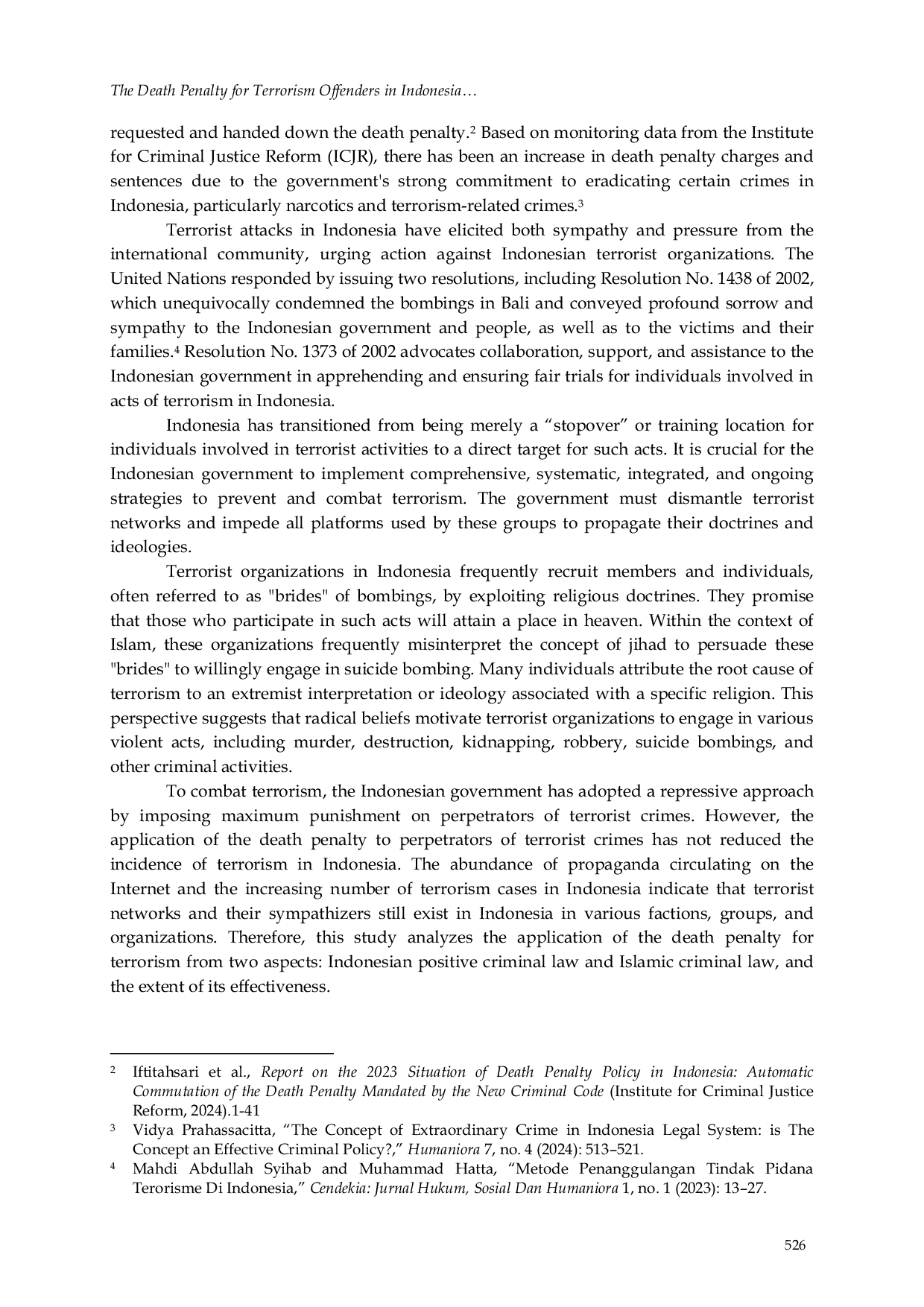 JURIS The Death Penalty for Terrorism Offenders in Indonesia A Comparative Study of Criminal and Islamic Law