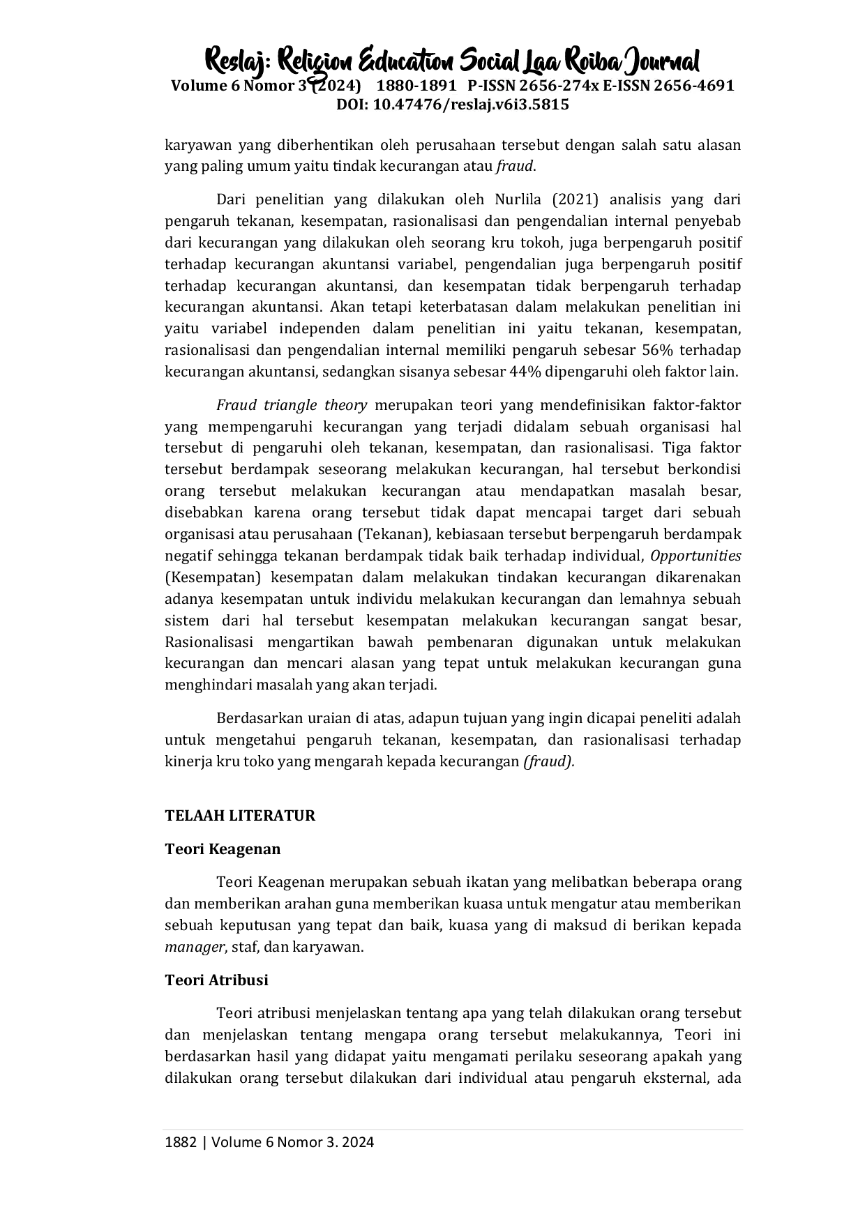 JURIS Determinan Kecurangan Fraud Berdasarkan Teori Triangle Fraud