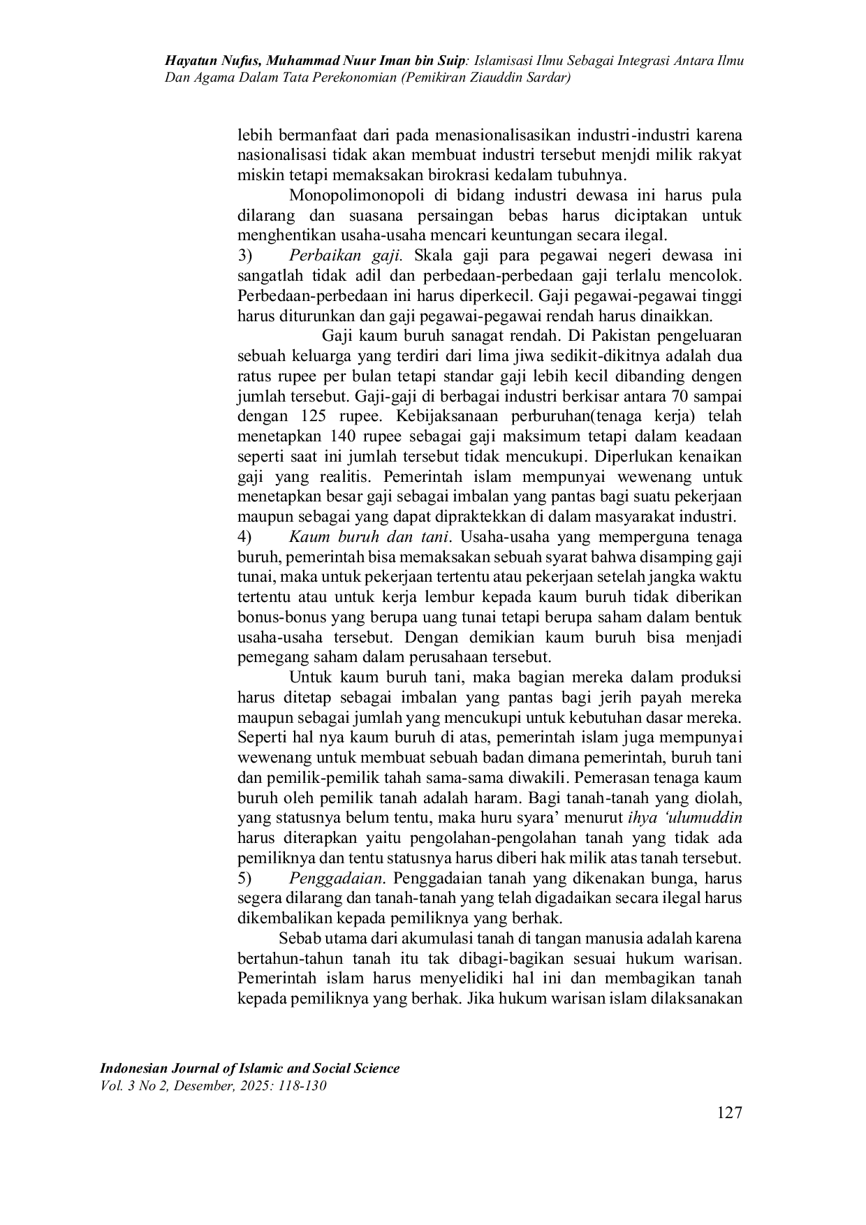 JURIS Islamisasi Ilmu Sebagai Integrasi Antara Ilmu dan Agama dalam Tata Perekonomian Pemikiran Ziauddin Sardar