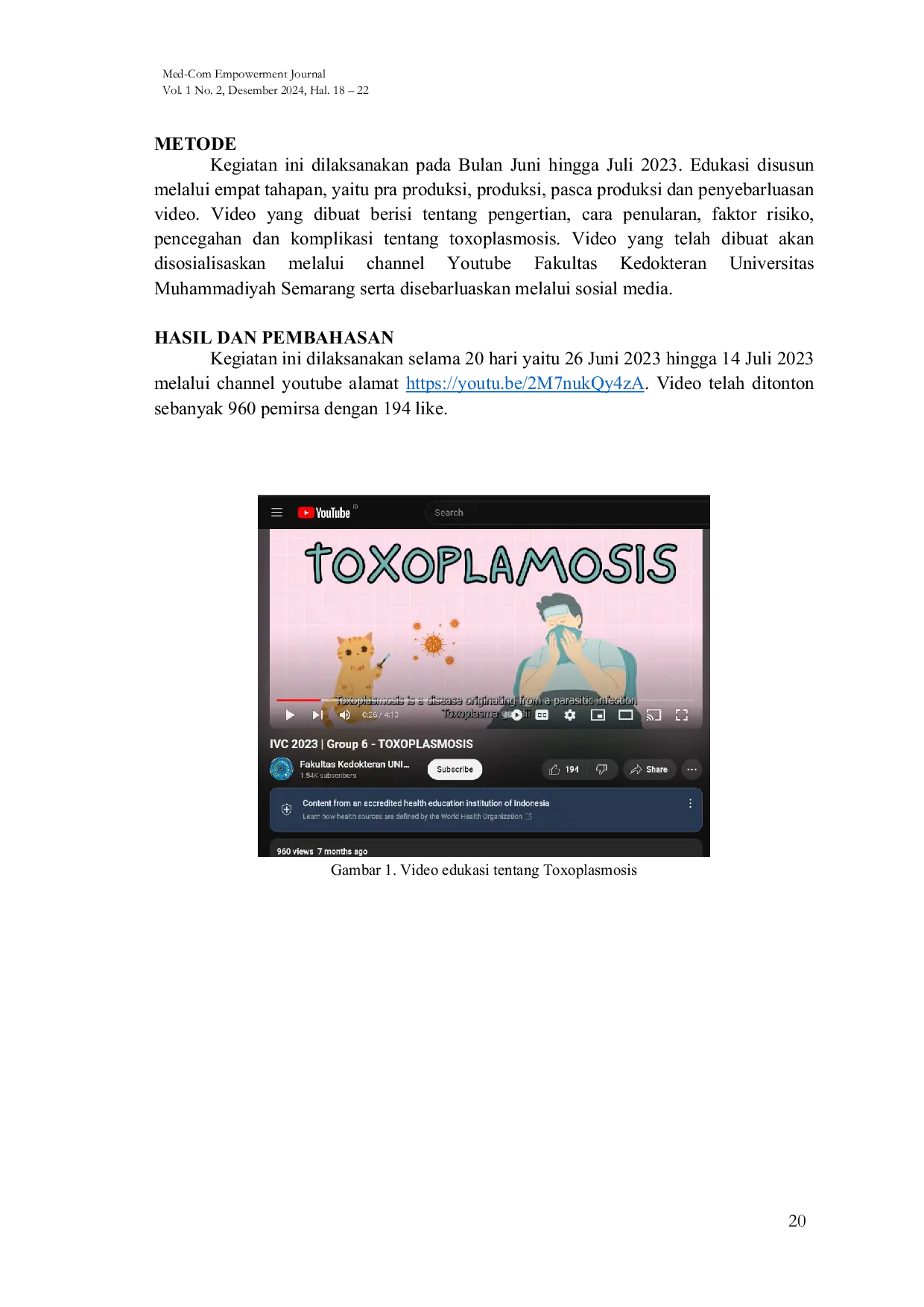 JURIS Edukasi Berbasis Video Audio Visual tentang Toxoplasmosis