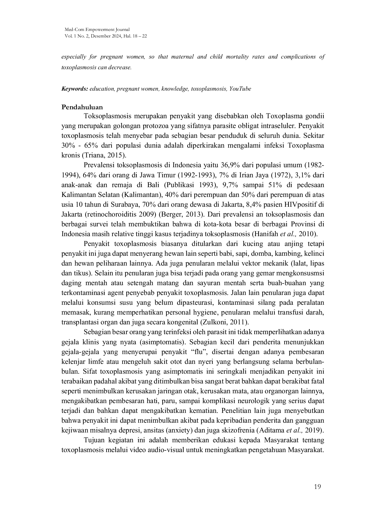 JURIS Edukasi Berbasis Video Audio Visual tentang Toxoplasmosis