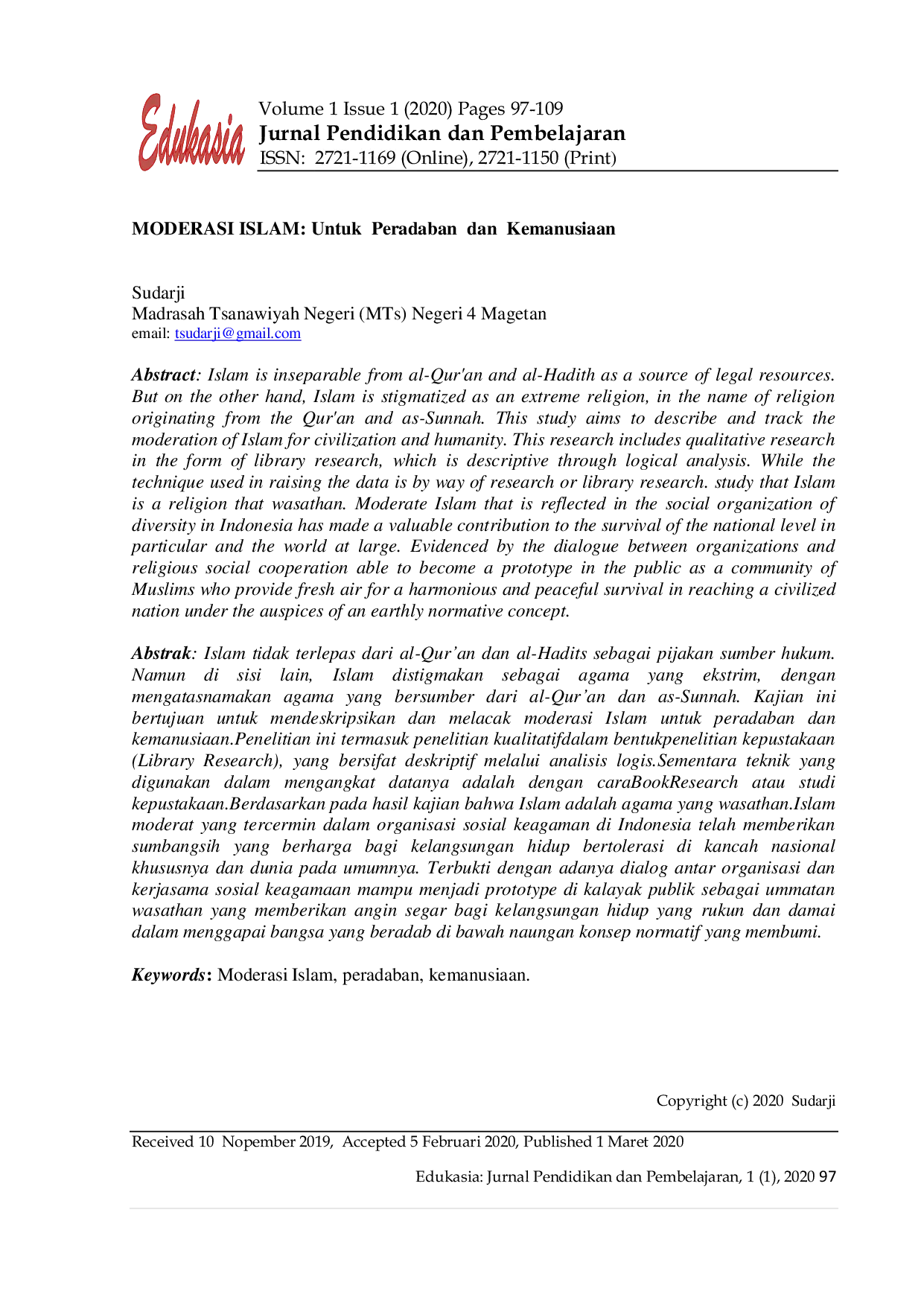 JURIS MODERASI ISLAM Untuk Peradaban dan Kemanusiaan