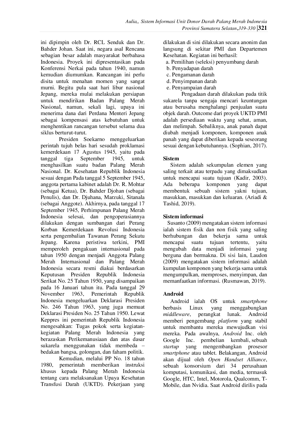 JURIS Sistem Informasi Unit Donor Darah Palang Merah Indonesia Provinsi Sumatera Selatan