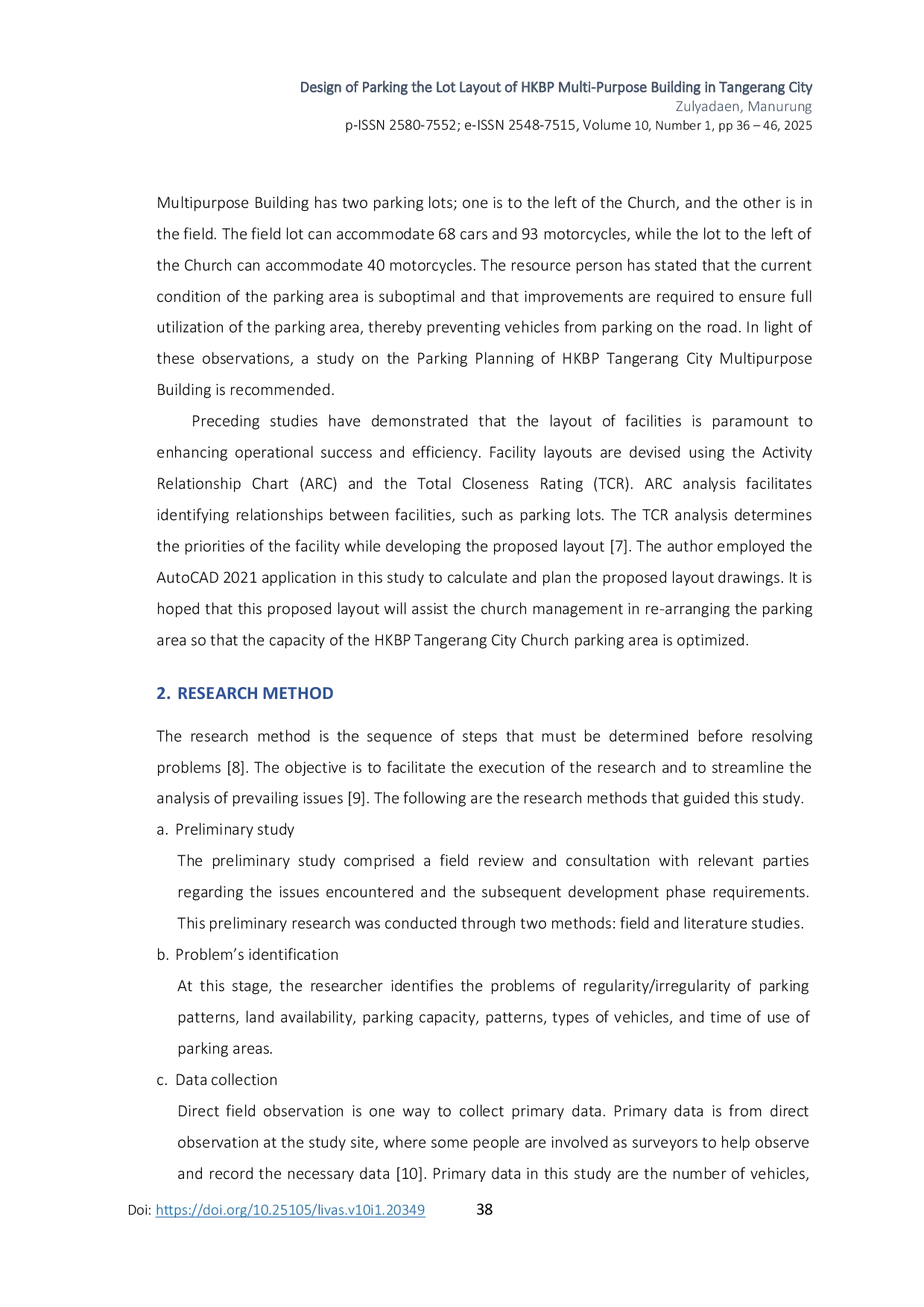 JURIS Design of Parking the Lot Layout of HKBP Multi Purpose Building in Tangerang City