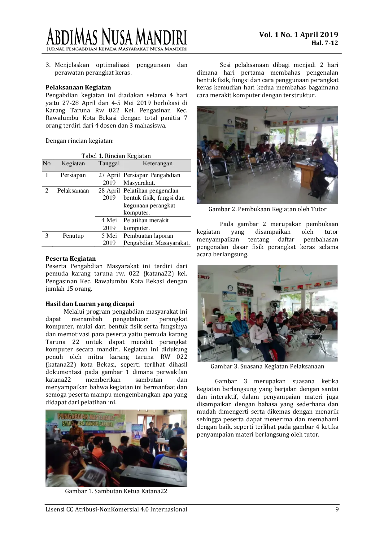 JURIS Pelatihan Pengenalan Perangkat Keras Komputer Dan Merakit Komputer Bagi Pemuda Karang Taruna Katana22 Bekasi