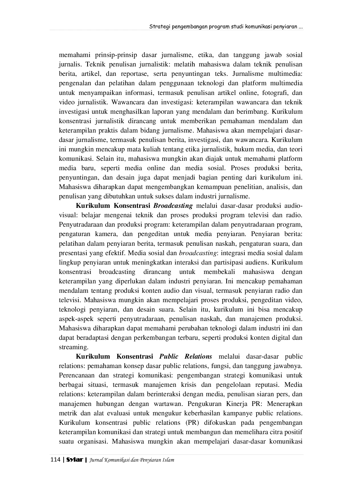 JURIS Strategi Pengembangan Program Studi Komunikasi Penyiaran Islam Melalui Inovasi Kurikulum