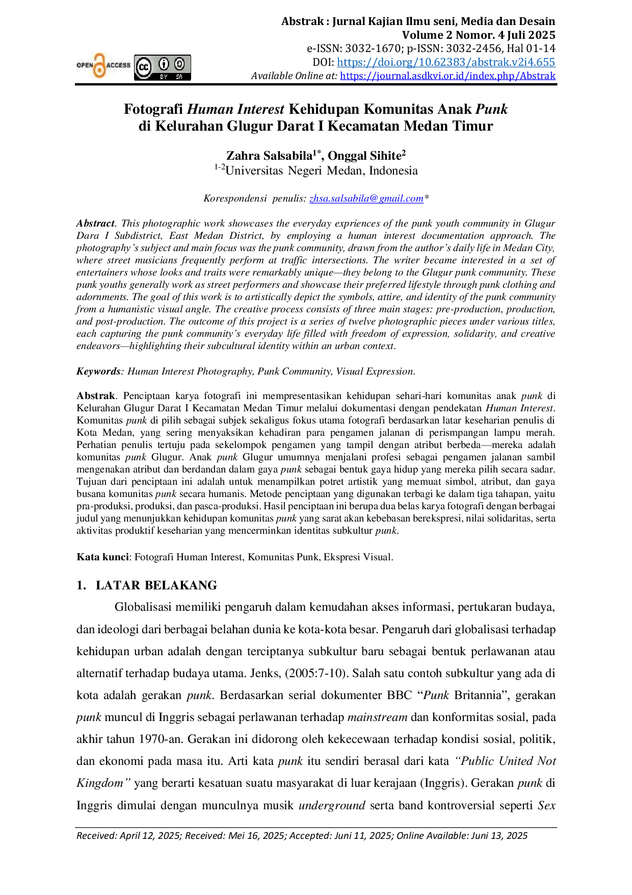 JURIS Fotografi Human Interest Kehidupan Komunitas Anak Punk di Kelurahan Glugur Darat I Kecamatan Medan Timur