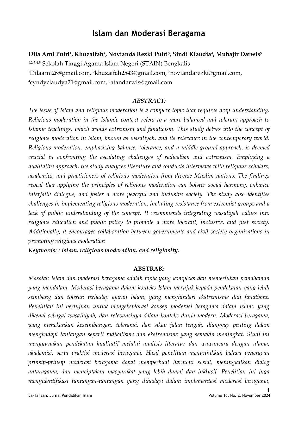 JURIS Islam dan Moderasi Beragama