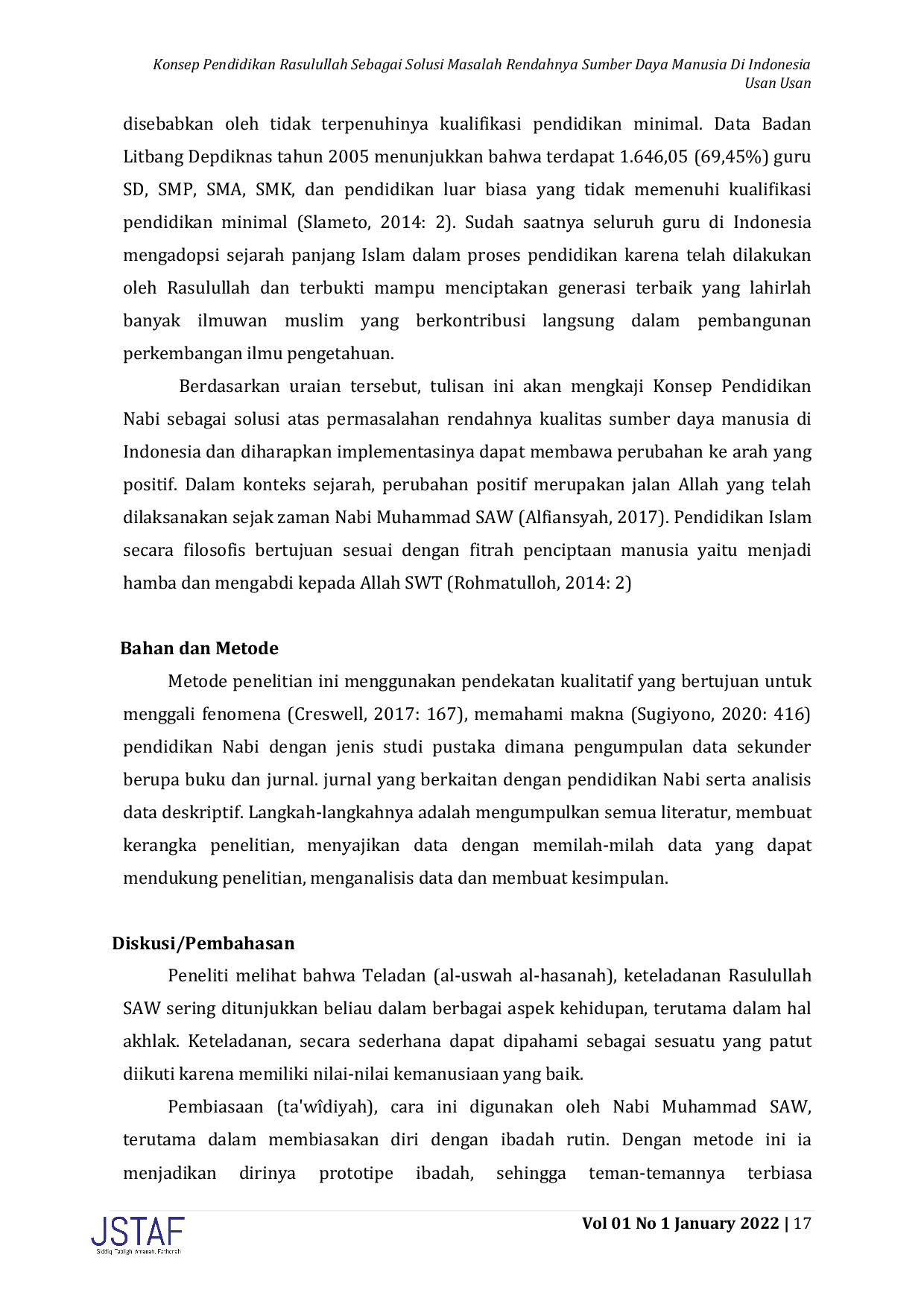 JURIS Konsep Pendidikan Rasulullah Sebagai Solusi Masalah Rendahnya Sumber Daya Manusia di Indonesia