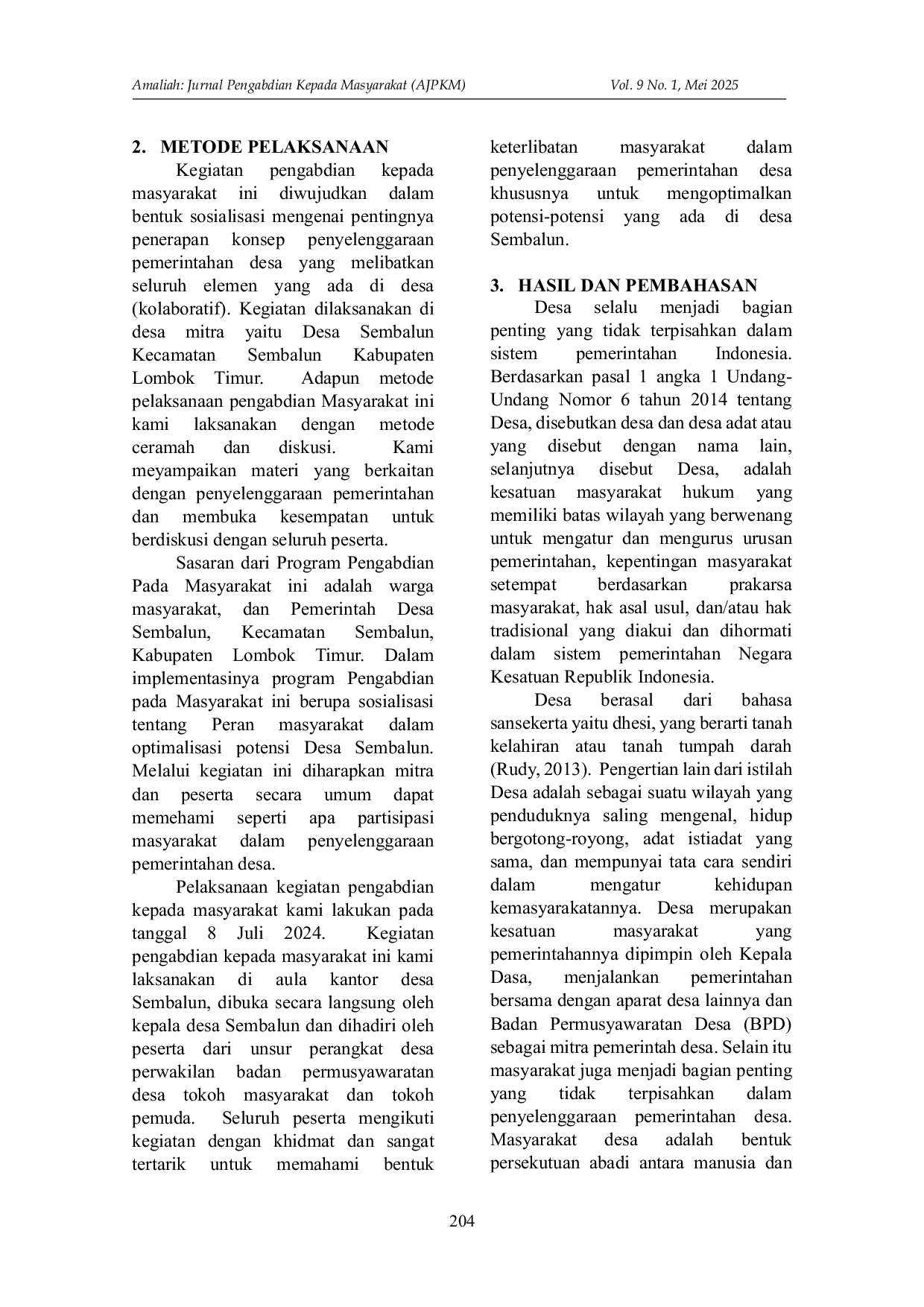 JURIS Penyelenggaraan Pemerintahan Desa Berbasis Kolaboratif