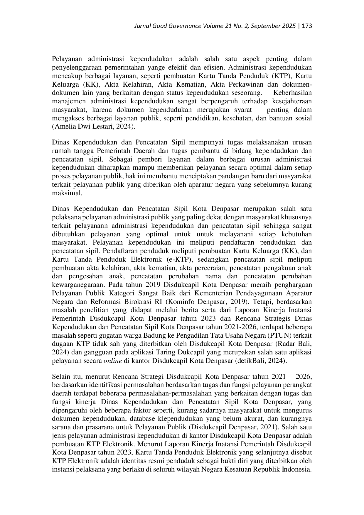 JURIS Optimalisasi Pelayanan Kartu Tanda Penduduk Elektronik E KTP Melalui E Government di Kota Denpasar