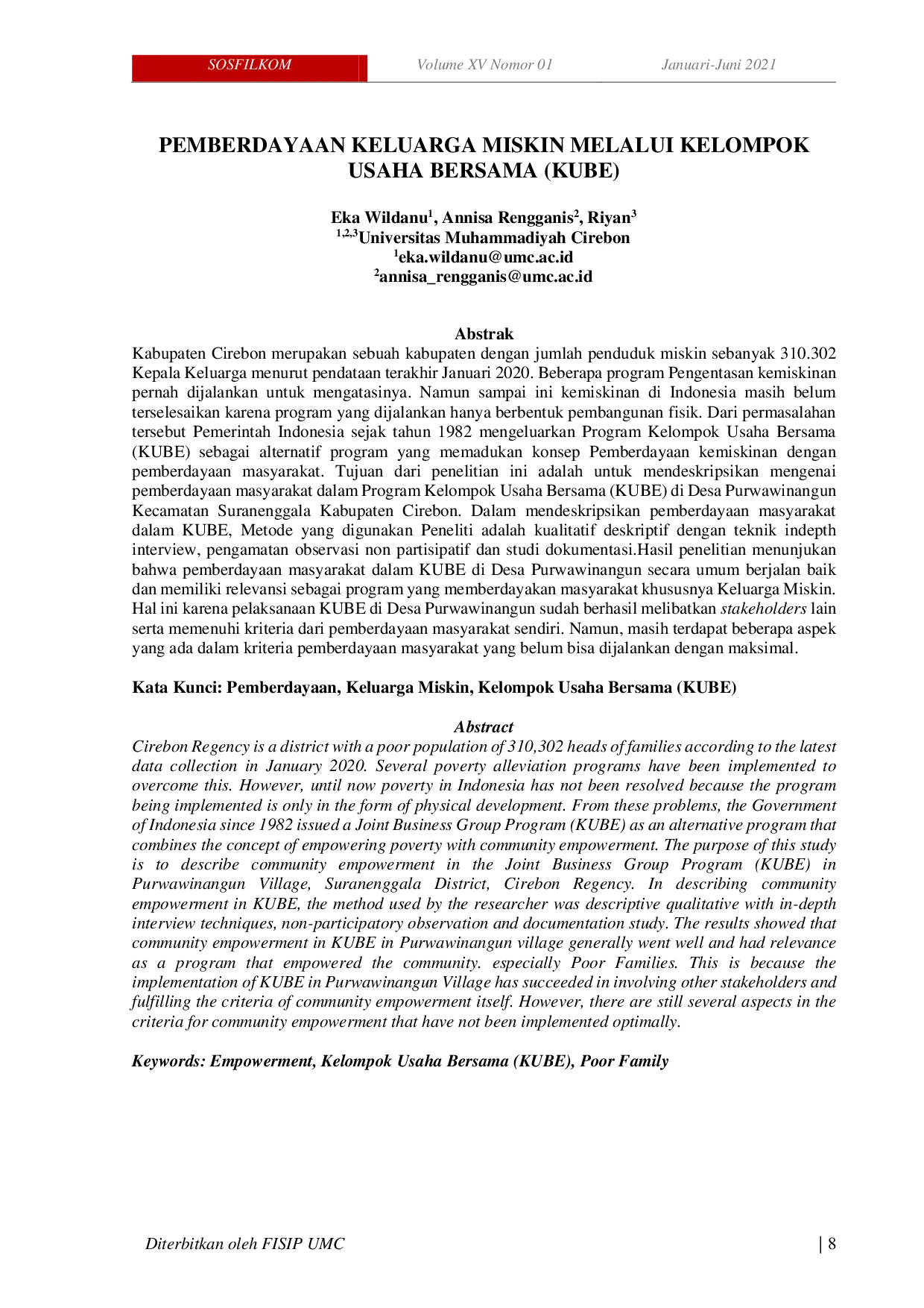 JURIS Pemberdayaan Keluarga Miskin Melalui Kelompok Usaha Bersama KUBE