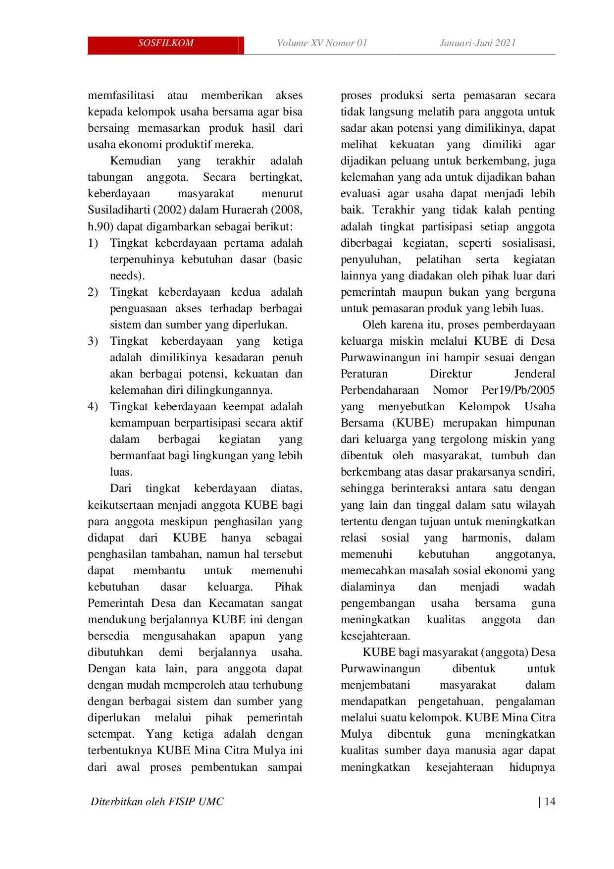 JURIS Pemberdayaan Keluarga Miskin Melalui Kelompok Usaha Bersama KUBE