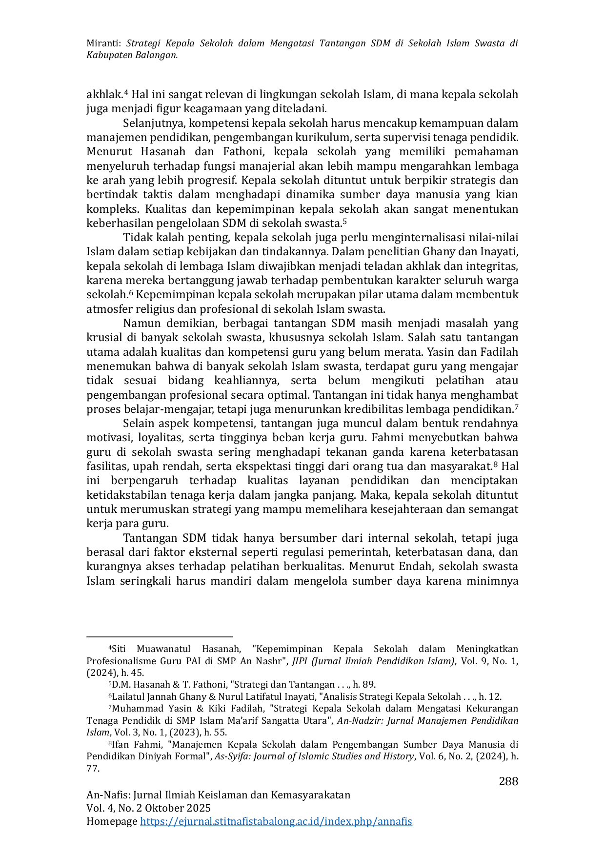 JURIS Strategi Kepala Sekolah dalam Mengatasi Tantangan SDM di Sekolah Islam Swasta di Kabupaten Balangan