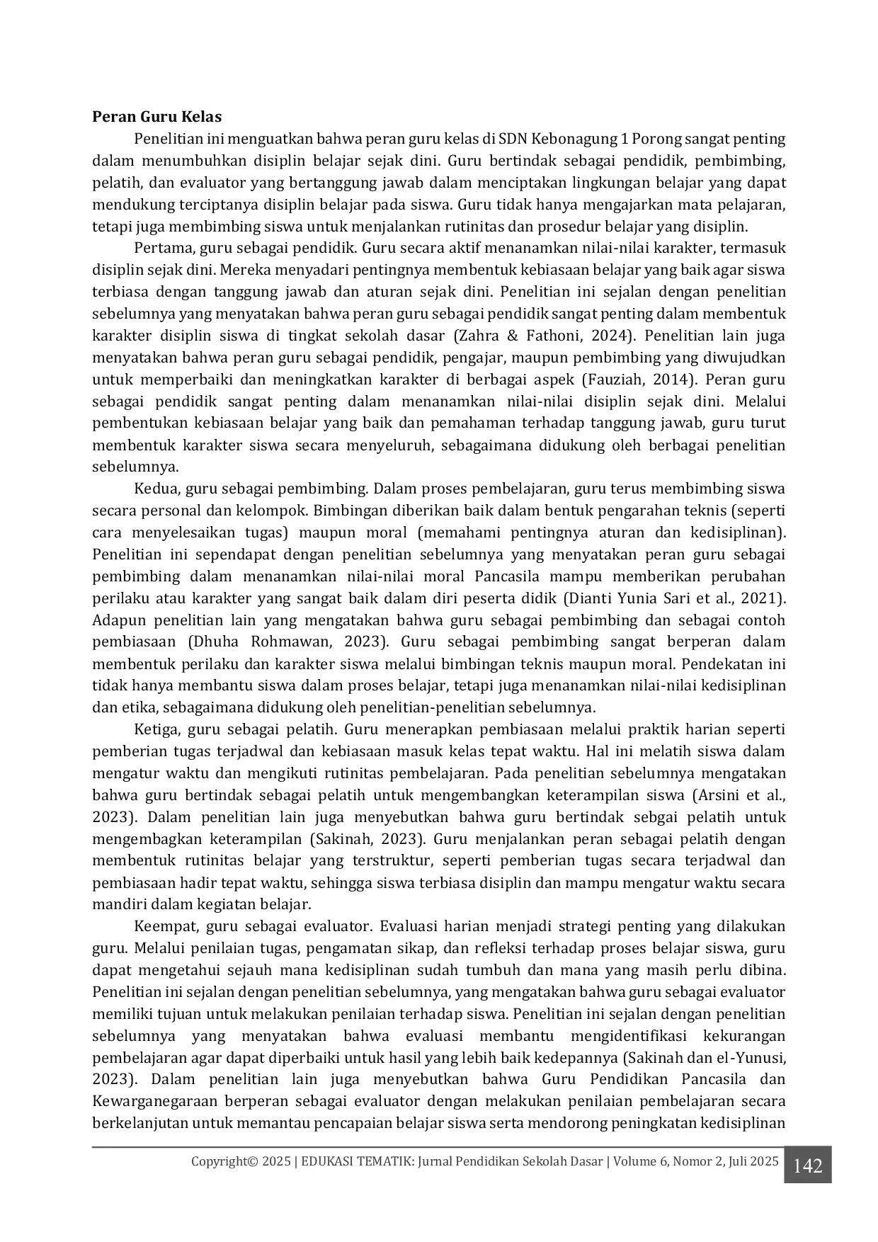 JURIS Peran Guru Kelas dalam Menumbuhkan Disiplin Belajar Sejak Dini pada Siswa SDN Kebonagung 1 Porong