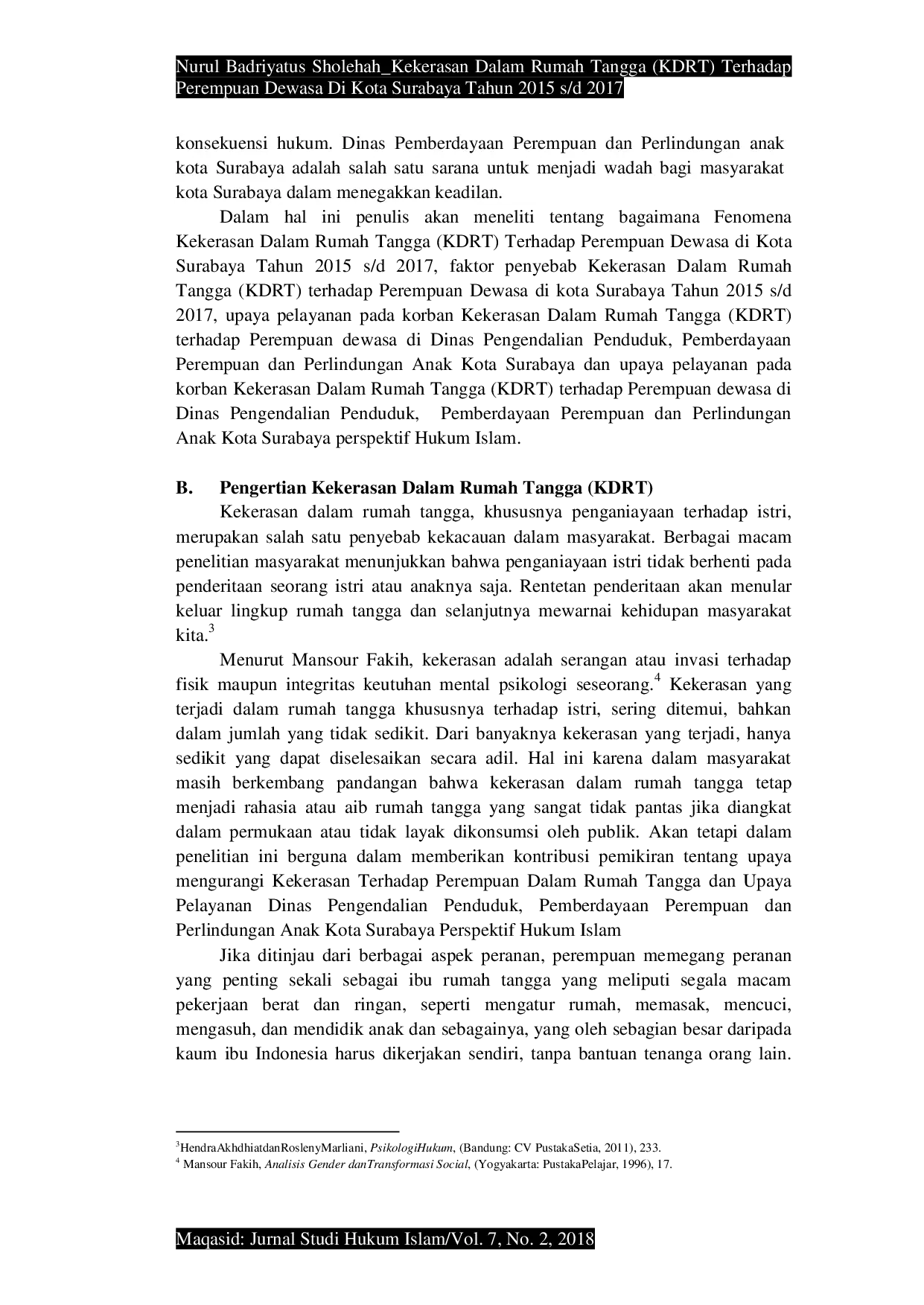 JURIS Kekerasan Dalam Rumah Tangga KDRT Terhadap Perempuan Dewasa Di Kota Surabaya Tahun 2015 s d 2017