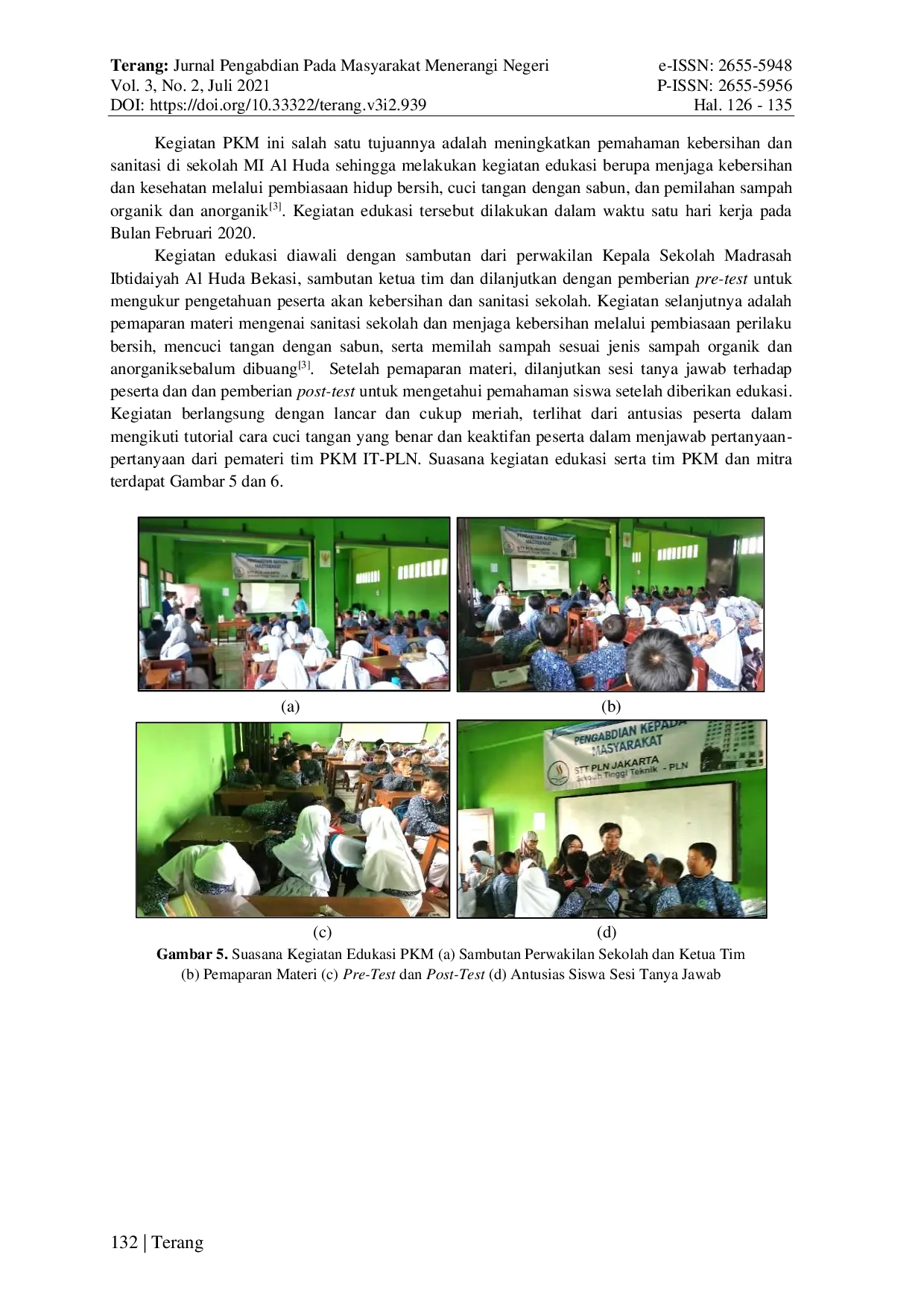 JURIS Peningkatan Sistem Sanitasi Sekolah Dan Edukasi Kebersihan Di Madrasah Ibtidaiyah Al Huda Bekasi