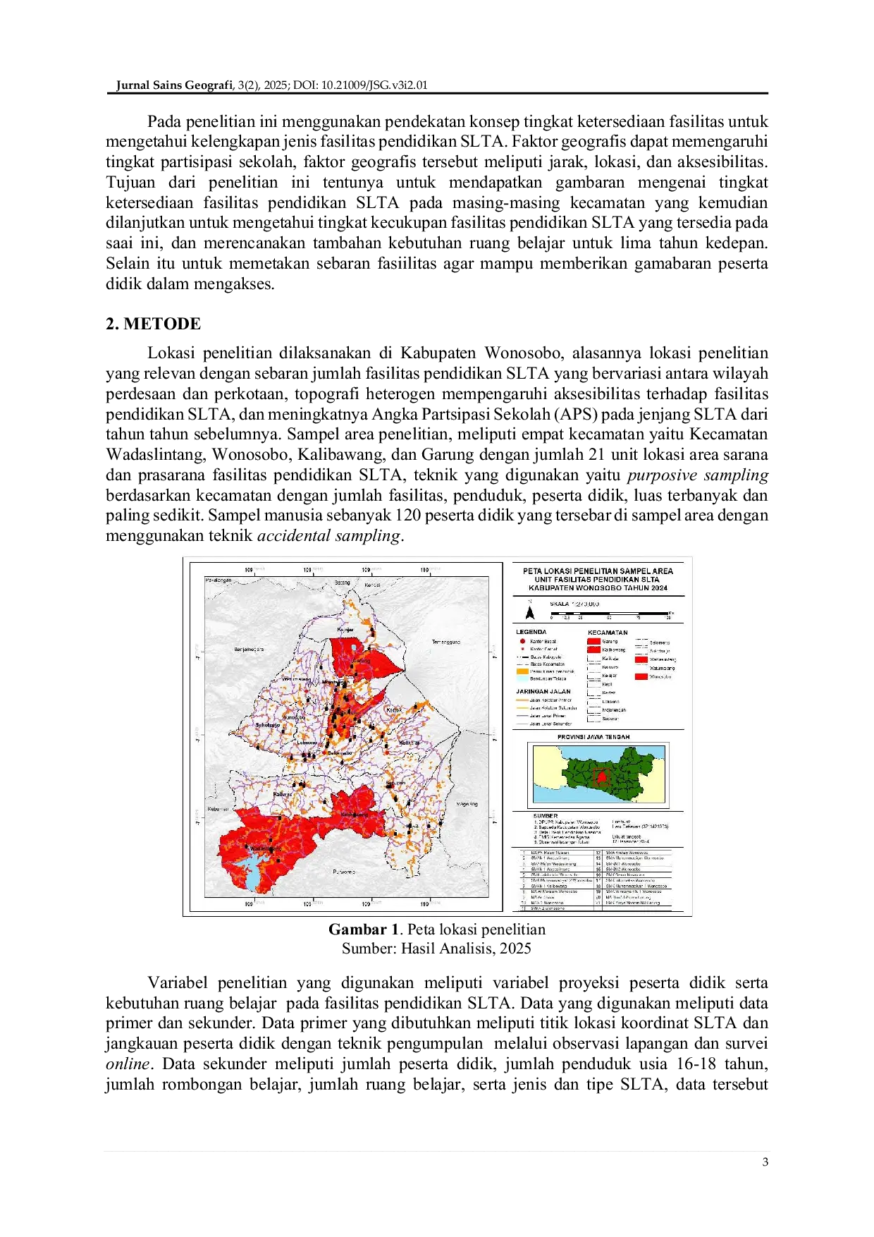 JURIS Availability of Senior High School Education Facilities and Estimated Number of Students for Projected Classroom Space Requirements in Wonosobo Regency in 2029