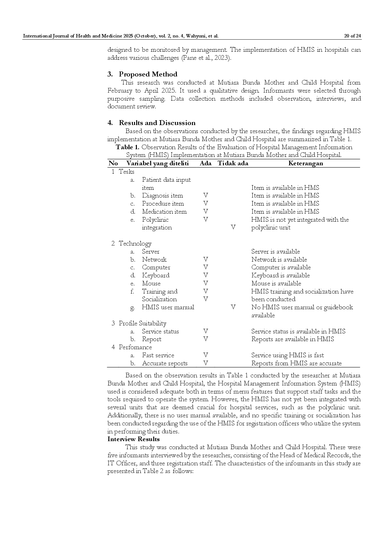 juris Evaluation of Hospital Management Information Sistem HMIS Implementation to Improve Service Quality at Mother and Child Hospital