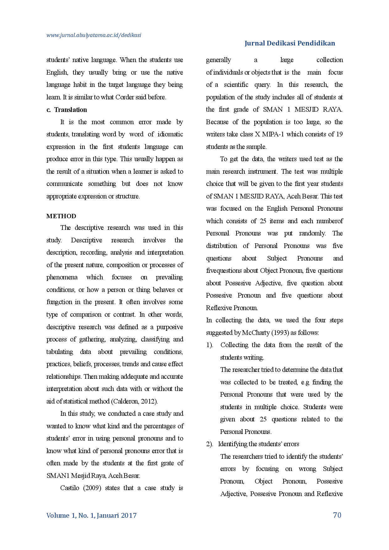 juris Error Analysis Of The Students Test Result On Using Personal Pronouns