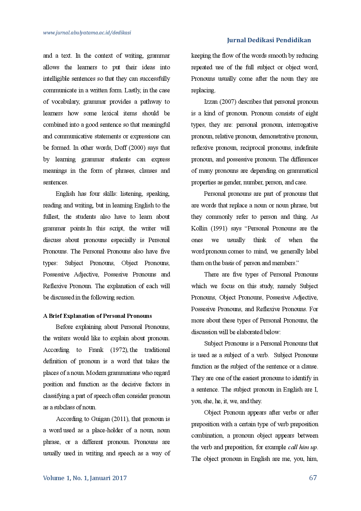 juris Error Analysis Of The Students Test Result On Using Personal Pronouns
