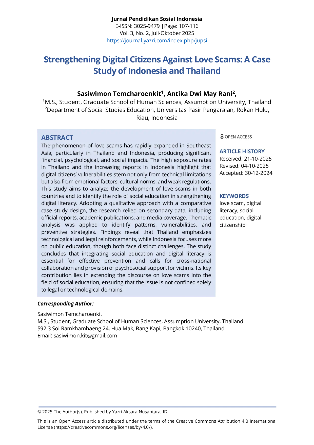 JURIS Strengthening Digital Citizens Against Love Scams A Case Study of Indonesia and Thailand