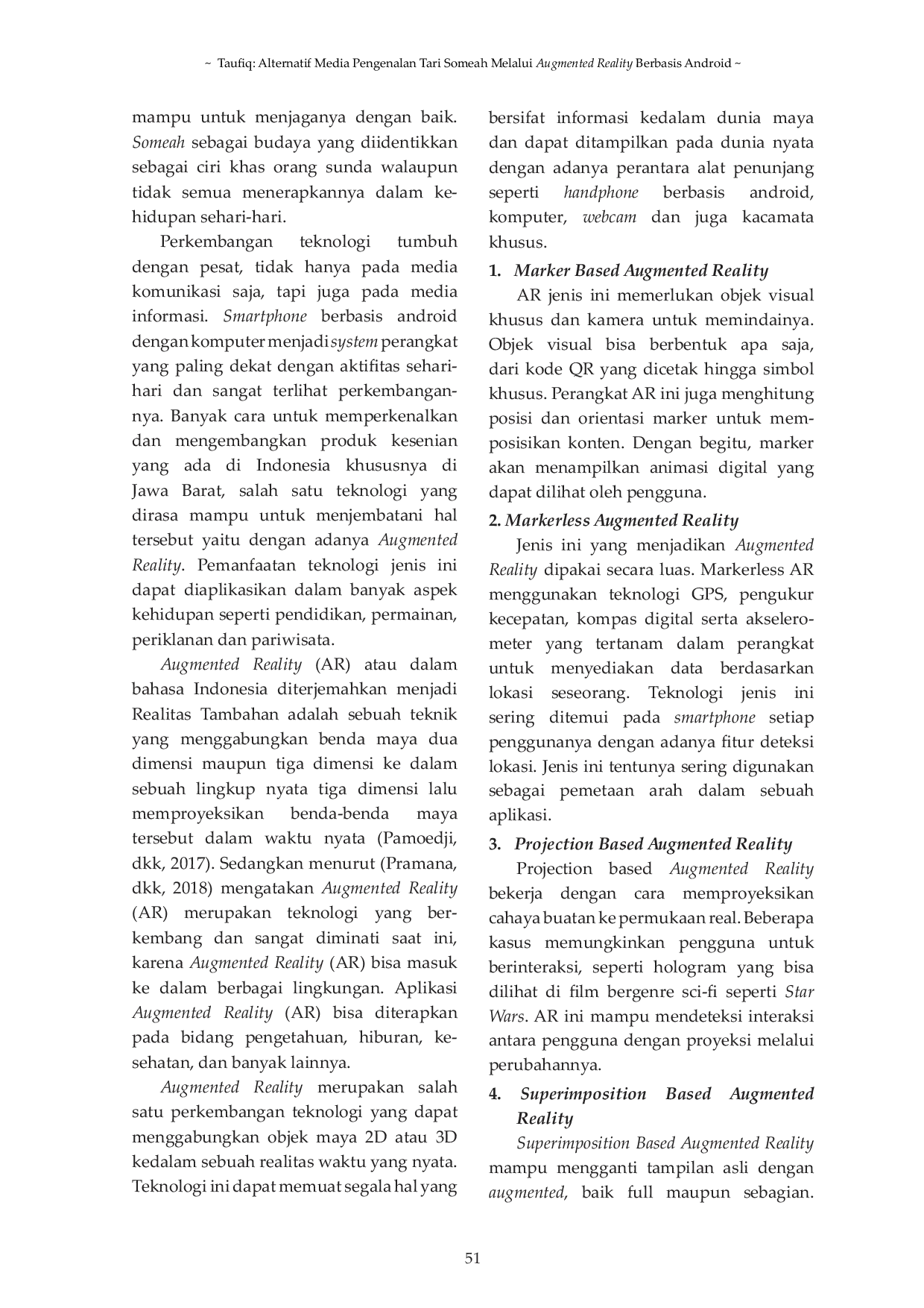 JURIS Alternatif Media Pengenalan Tari Someah Melalui Augmented Reality Berbasis Android