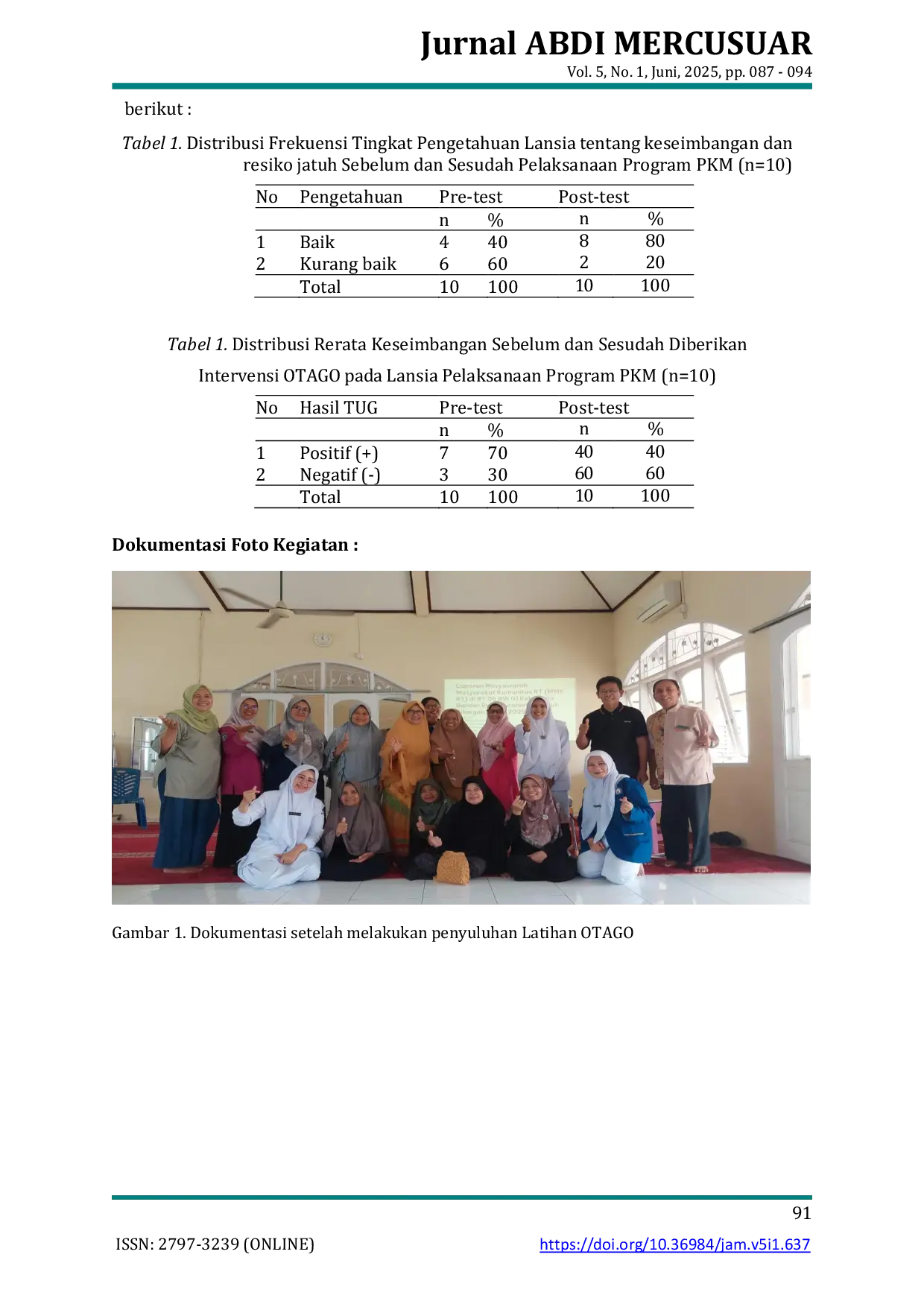 JURIS Latihan Otago untuk Mengatasi Gangguan Keseimbangan dan Resiko Jatuh