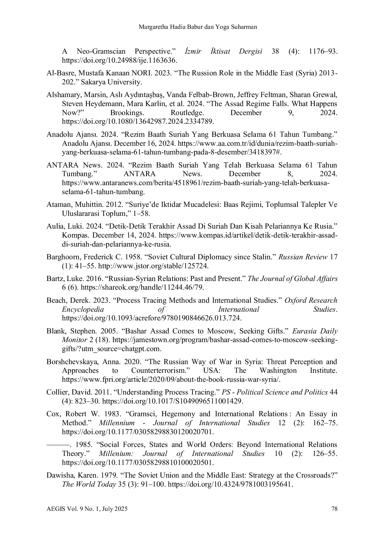 JURIS Pelemahan Kekuatan Rusia di Suriah dan Transisi Hegemonik Kekuasaan Bashar al Assad