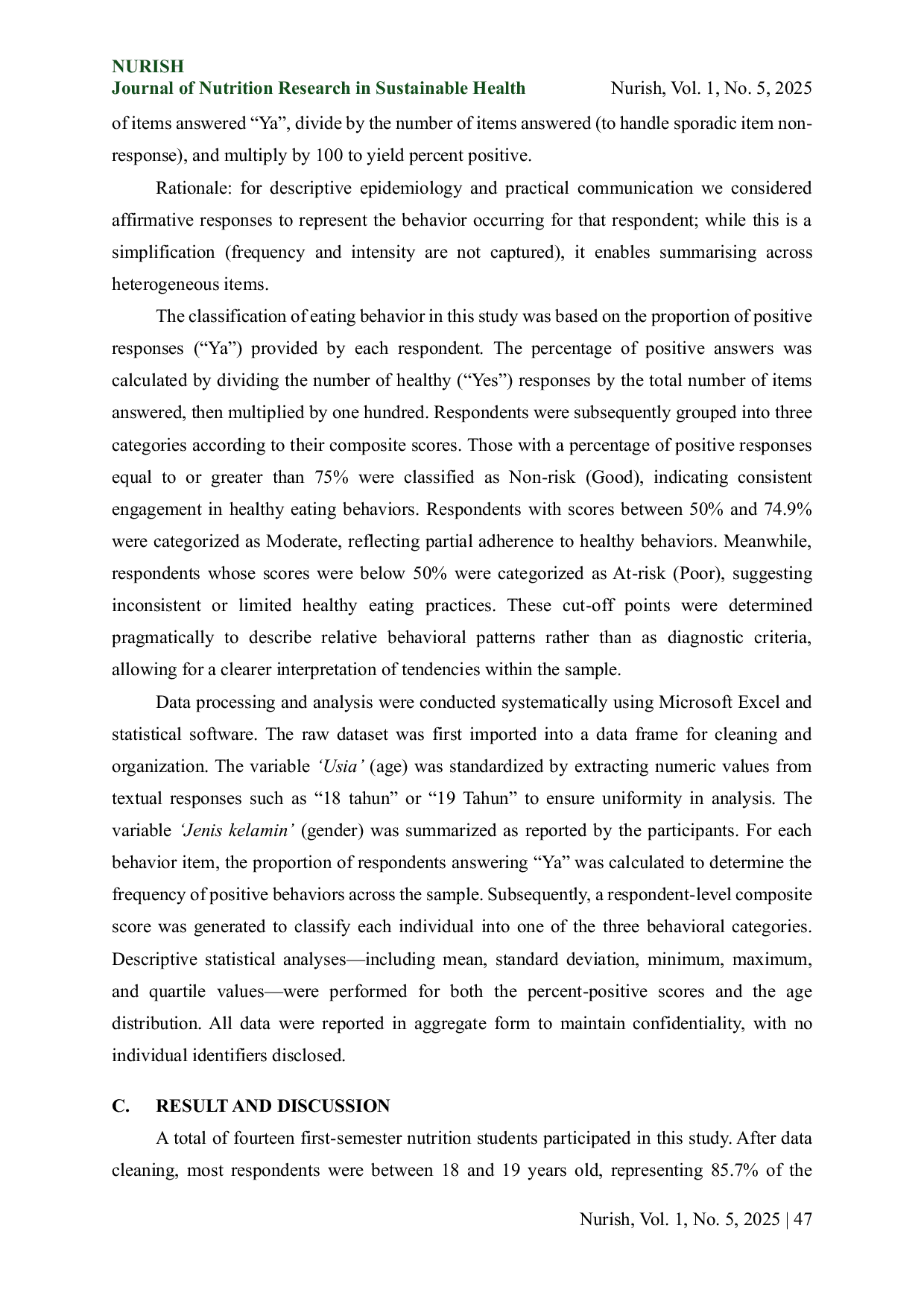 JURIS Overview of Eating Behavior among First Semester Nutrition Students at Universitas Internasional Batam