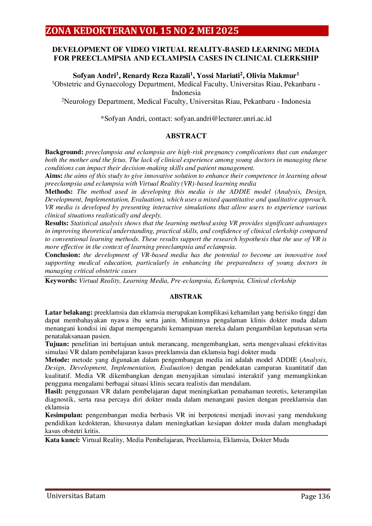 JURIS DEVELOPMENT OF VIDEO VIRTUAL REALITY BASED LEARNING MEDIA FOR PREECLAMPSIA AND ECLAMPSIA CASES IN CLINICAL CLERKSHIP